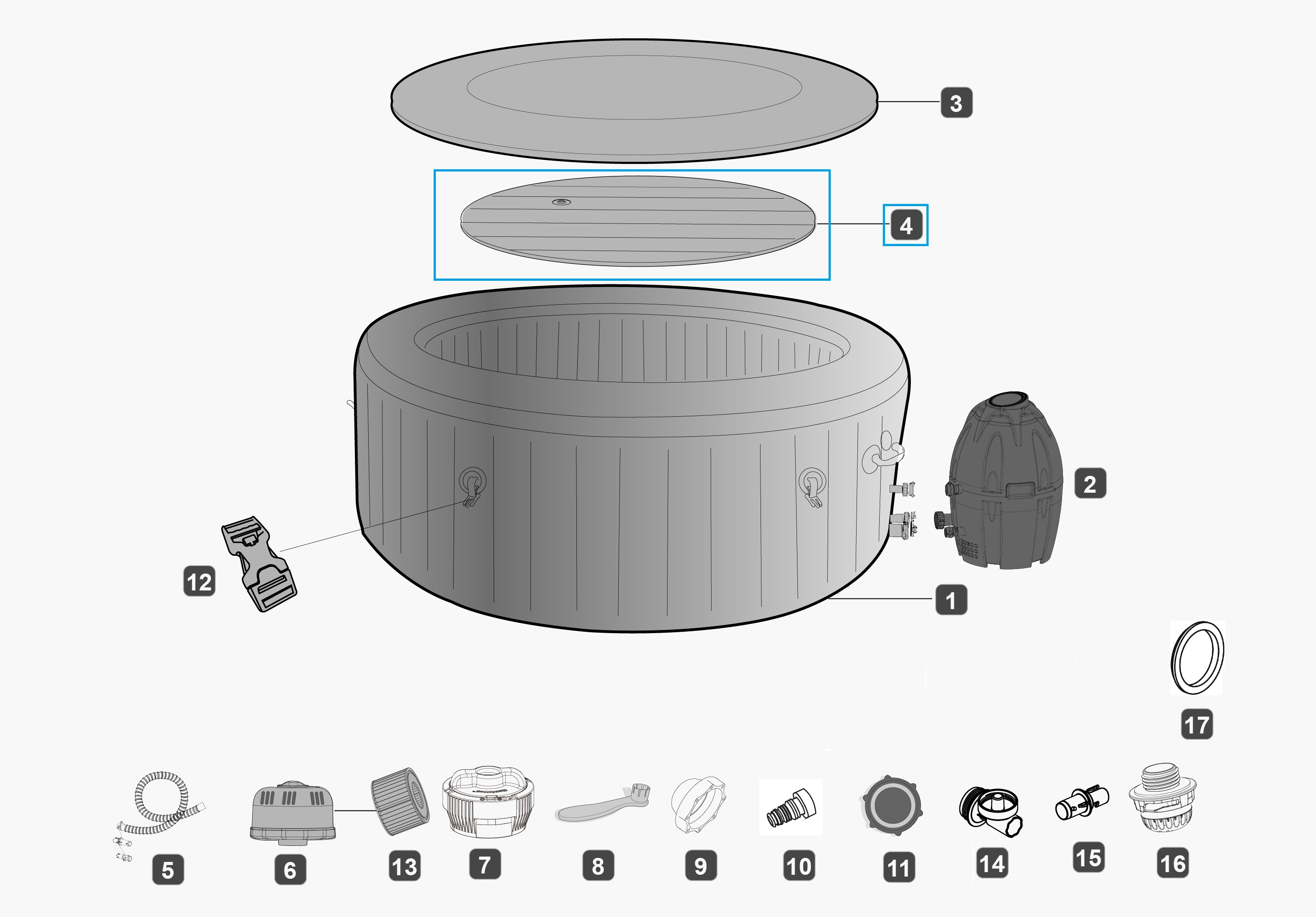 Bestway® Spare Part Inflatable cushion for cover of various LAY-Z-SPA® Ø 196 x 71 cm