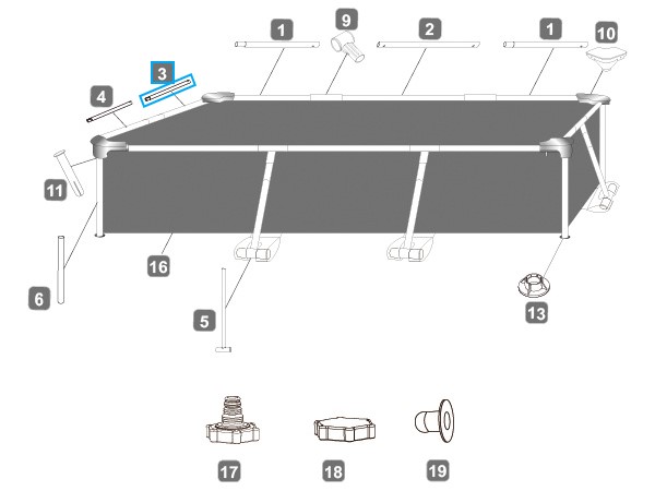 Bestway® Spare Part Top rail C (white) for Steel Pro™ frame pool 259 x 170 x 61 cm, angular