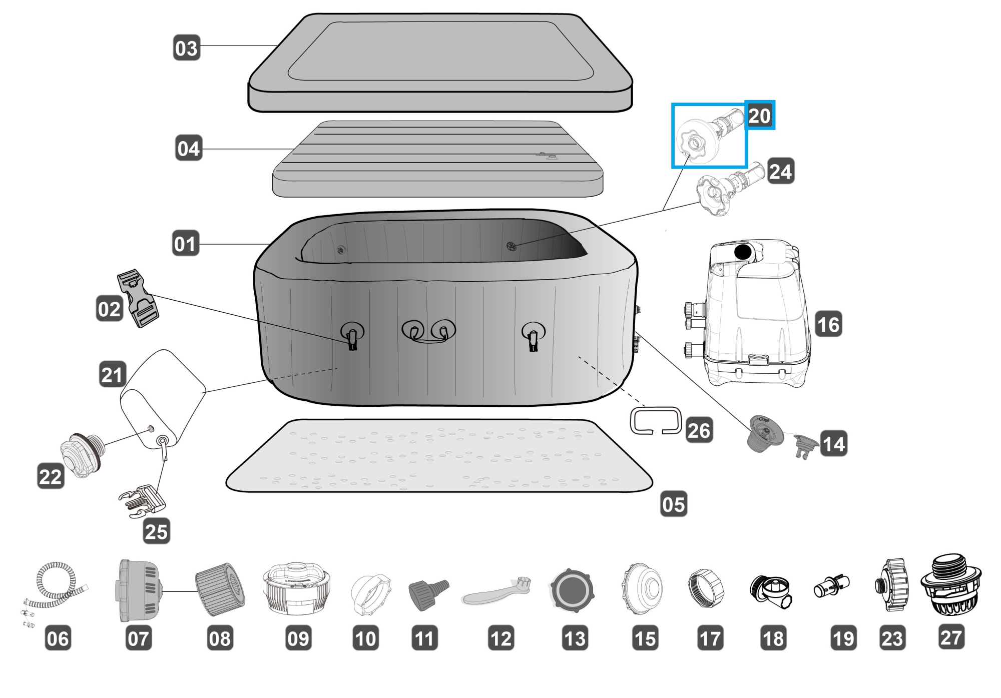 Bestway® Spare Part Water powered LED light ColorJet for various LAY-Z-SPA® HydroJet Pro™ whirlpools