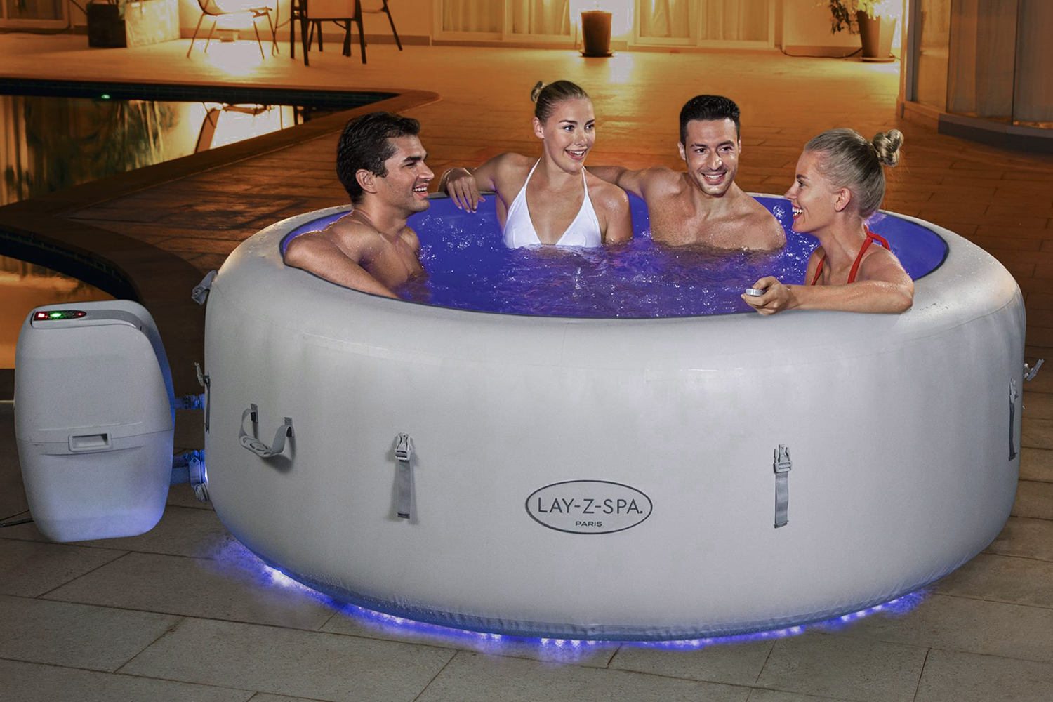 LAY-Z-SPA® LED-Whirlpool Paris AirJet™ Ø 196 x 66 cm, rund