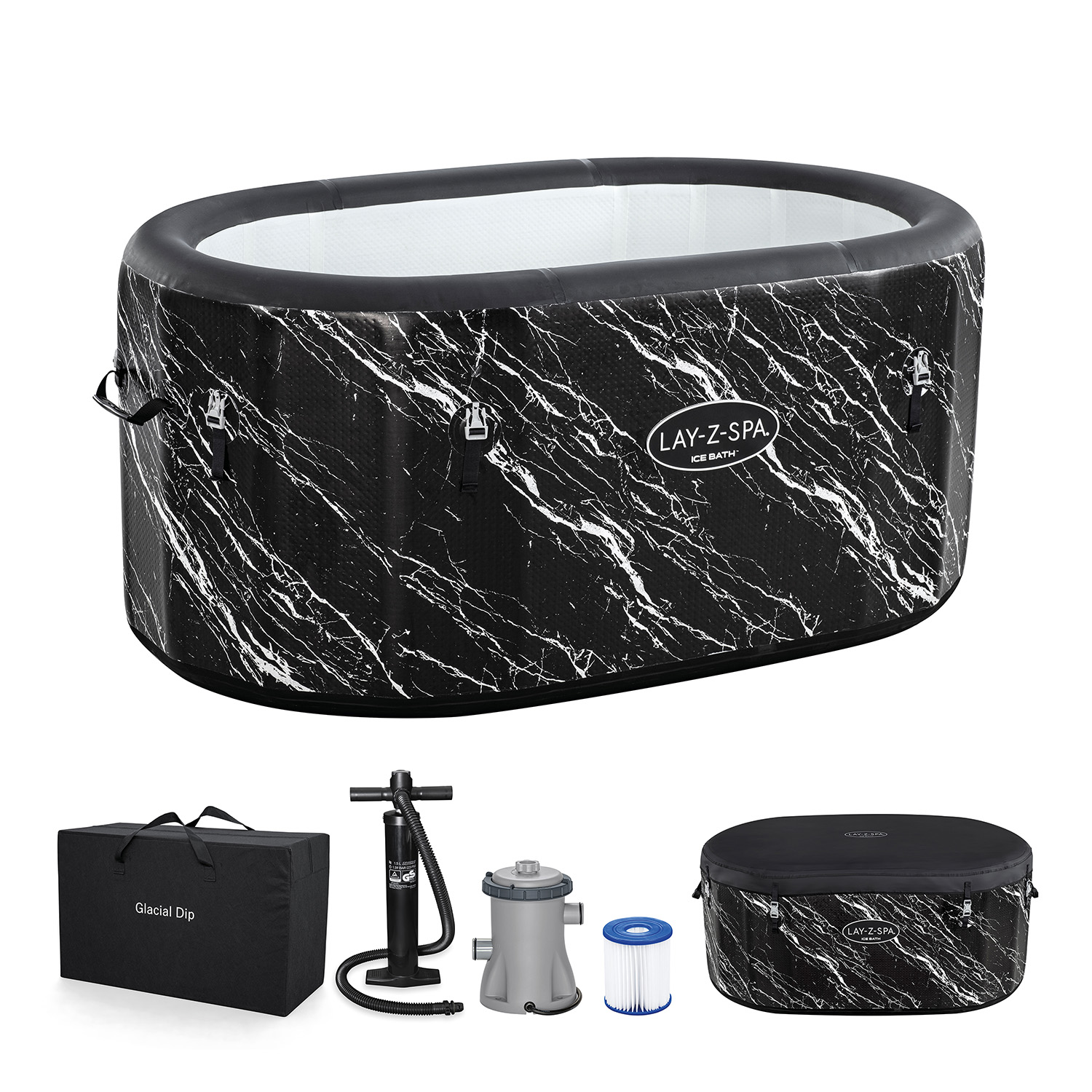 LAY-Z-SPA® FortiFiber™ Eisbad Glacial Dip™ mit Filterpumpe 152 x 92 x 71 cm