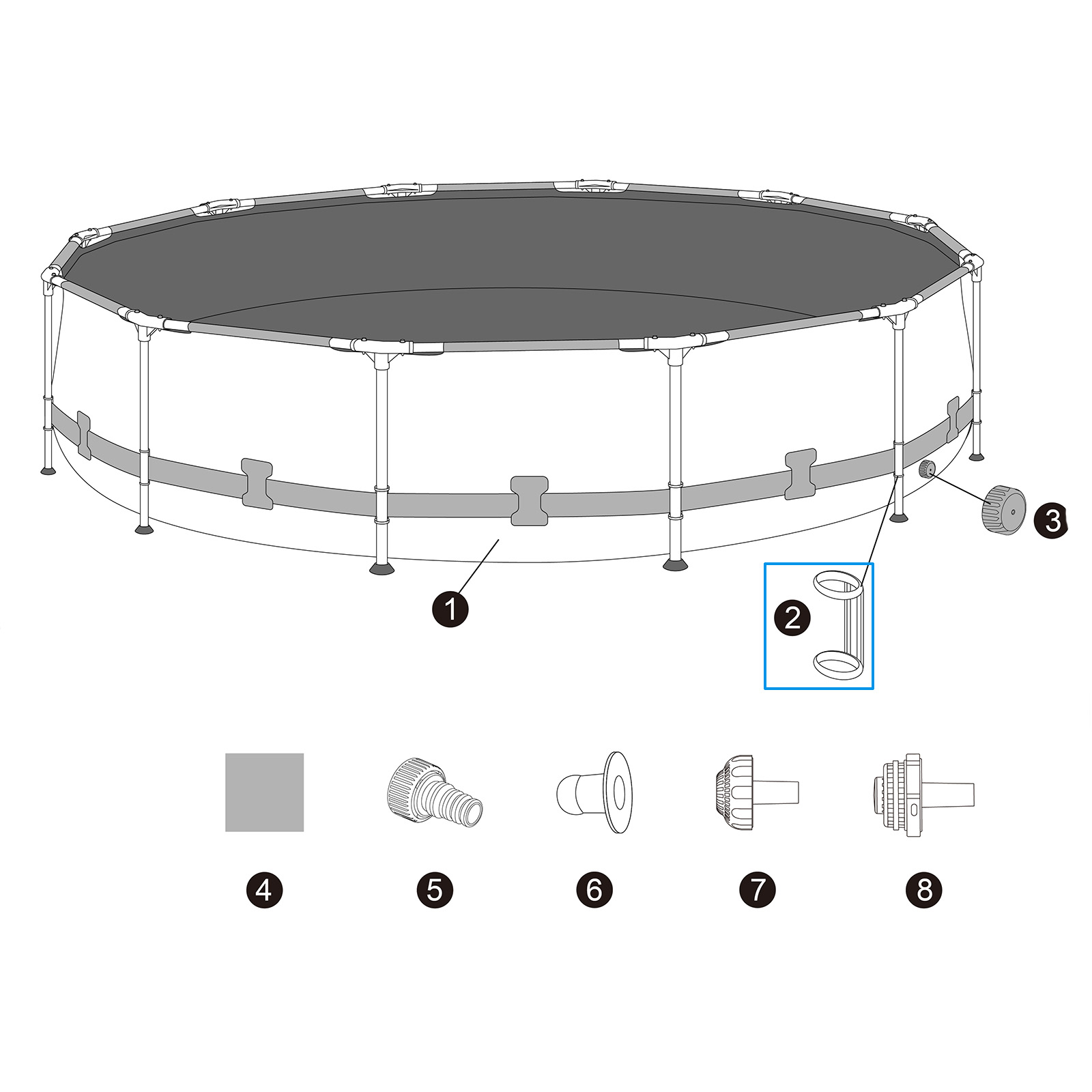 Bestway® Ersatzteil Kunststoffring zur Sicherung der vertikalen Poolbeine ausgewählter Pools