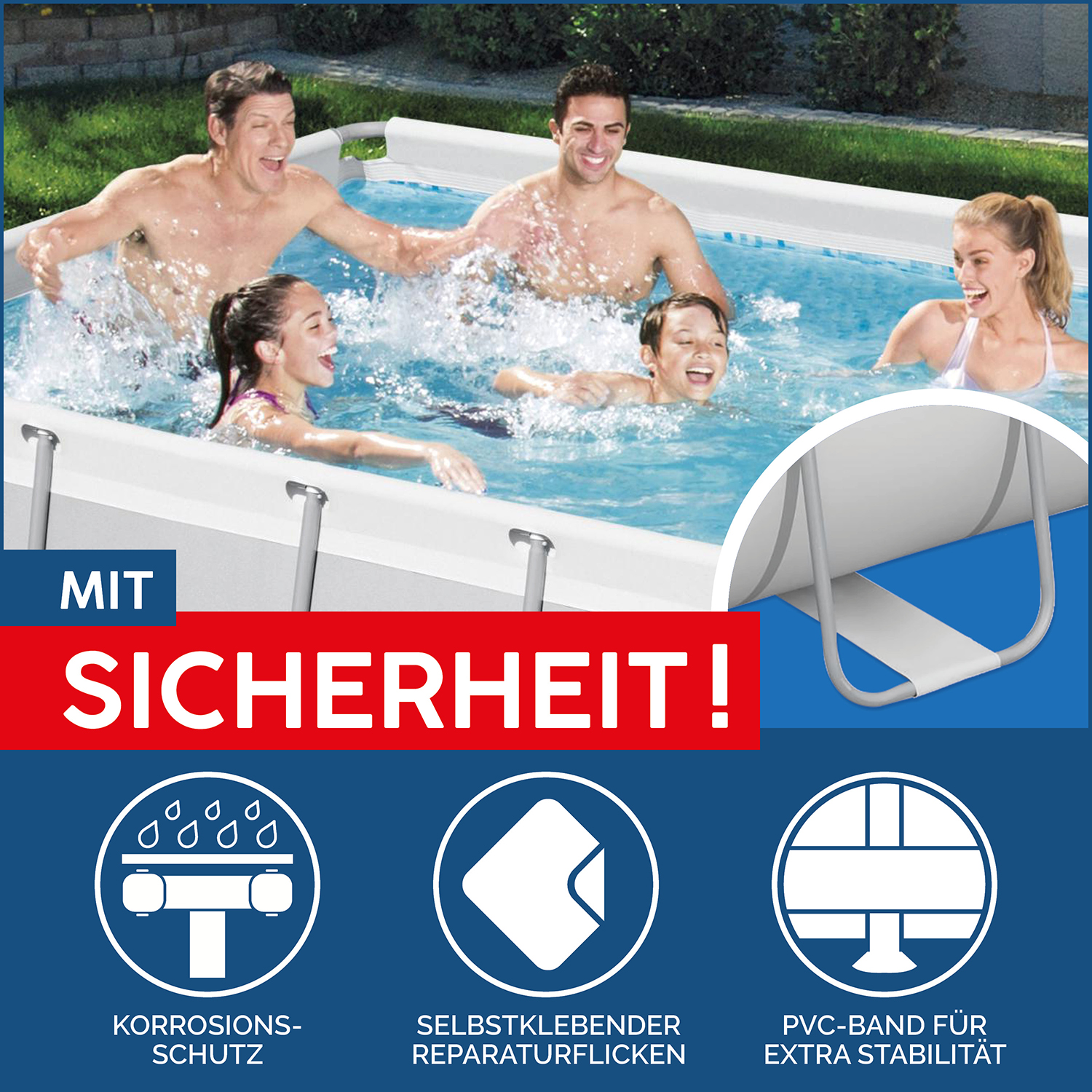 Power Steel 13'3" x 6'7" x 39.5"/4.04m x 2.01m x 1.00m Rectangular Pool