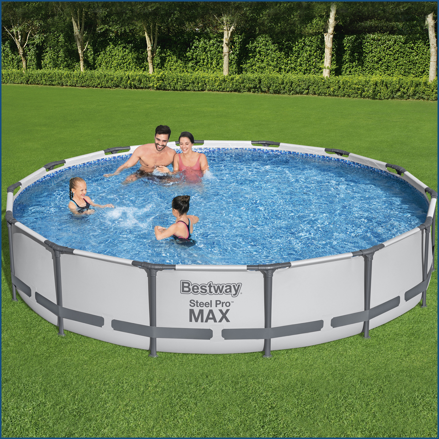 Steel Pro MAX™ Frame Pool Set mit Filterpumpe Ø 427 x 84 cm, lichtgrau, rund