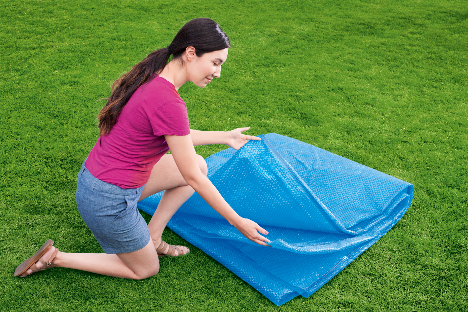 PE-Solarabdeckplane Ø 462 cm, blau, rund