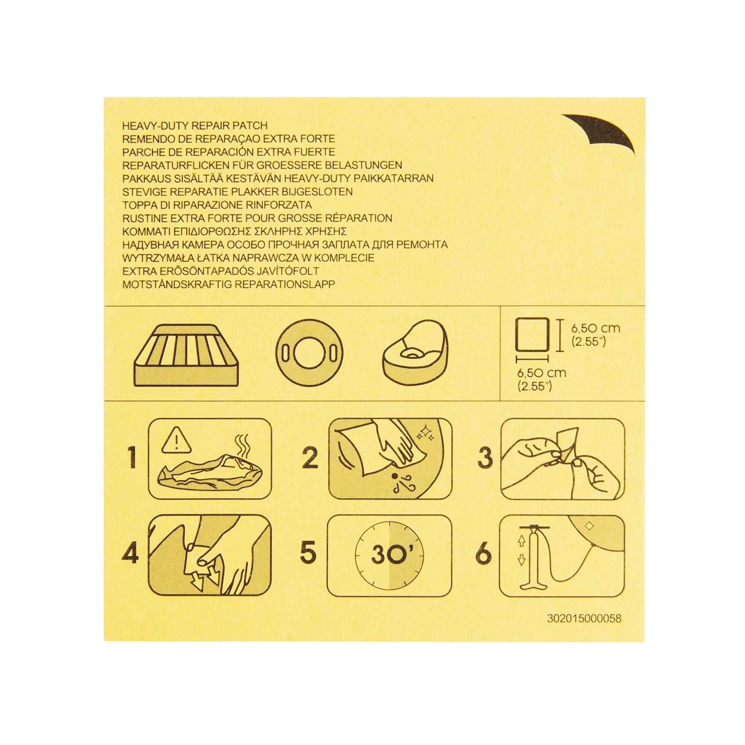 Selbstklebende Reparaturflicken 6,5 x 6,5 cm, 10 Stück