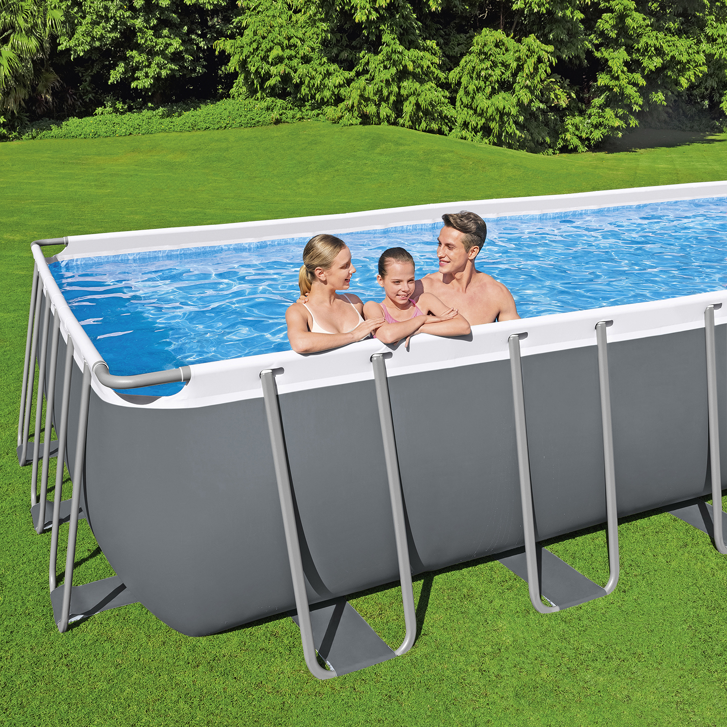 Steel Pro MAX™ Frame Pool Komplett-Set mit Sandfilteranlage 640 x 274 x 132 cm, grau, eckig
