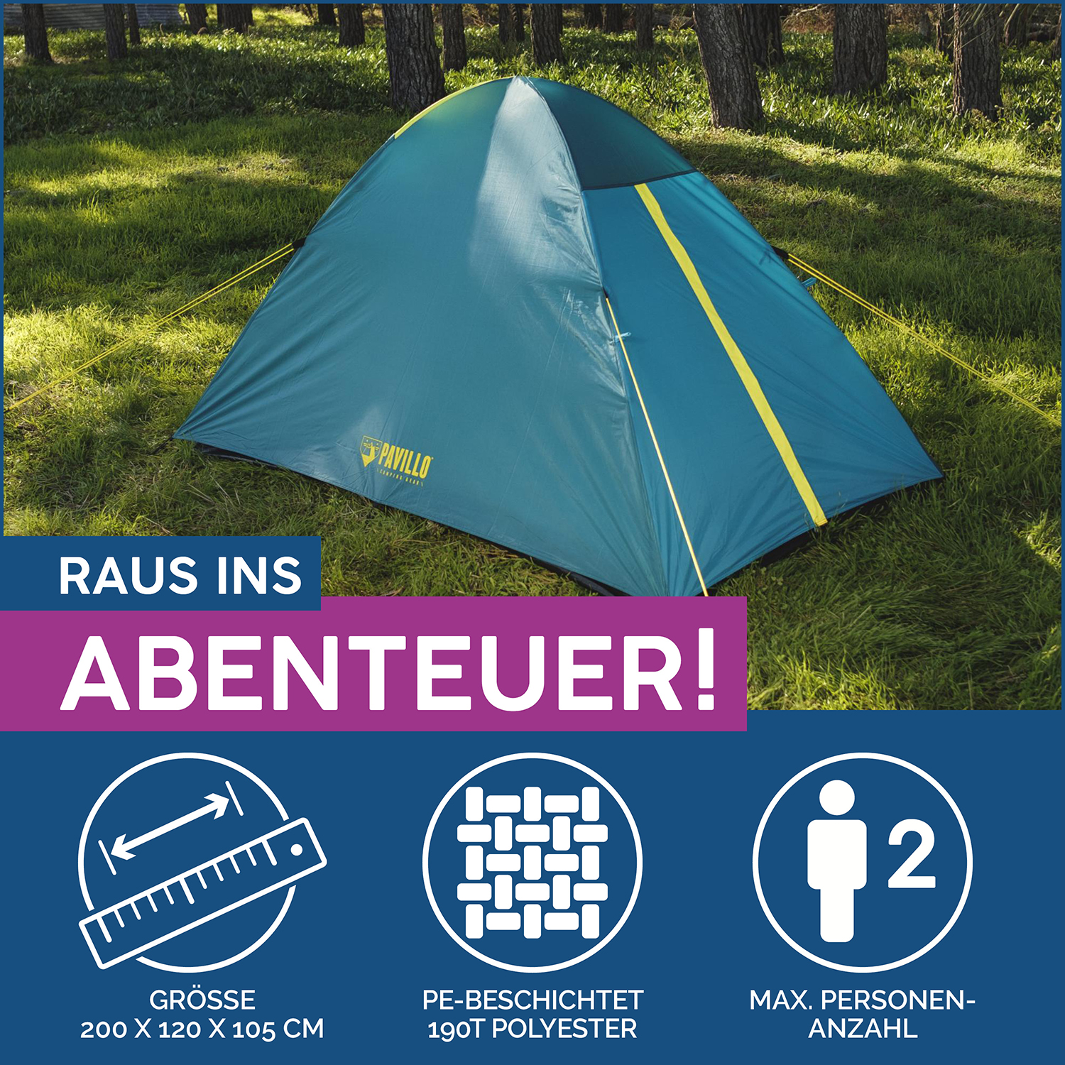 Pavillo™ 6'7"x47"x41"/2.00mx1.20mx1.05m Activebase 2 Tent