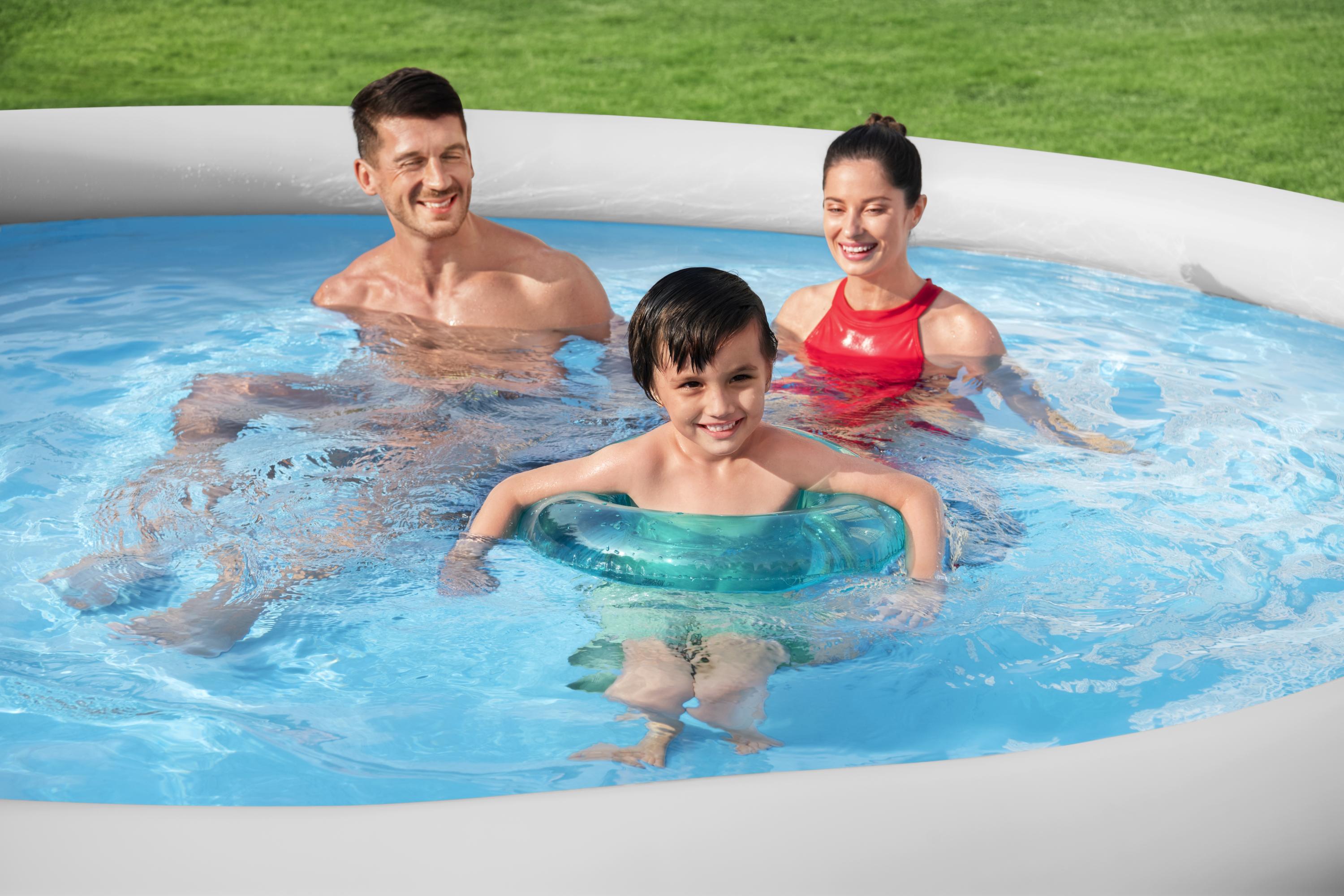 Fast Set™ Aufstellpool-Set mit Filterpumpe Ø 366 x 76 cm, Rattan-Optik (Schiefergrau), rund