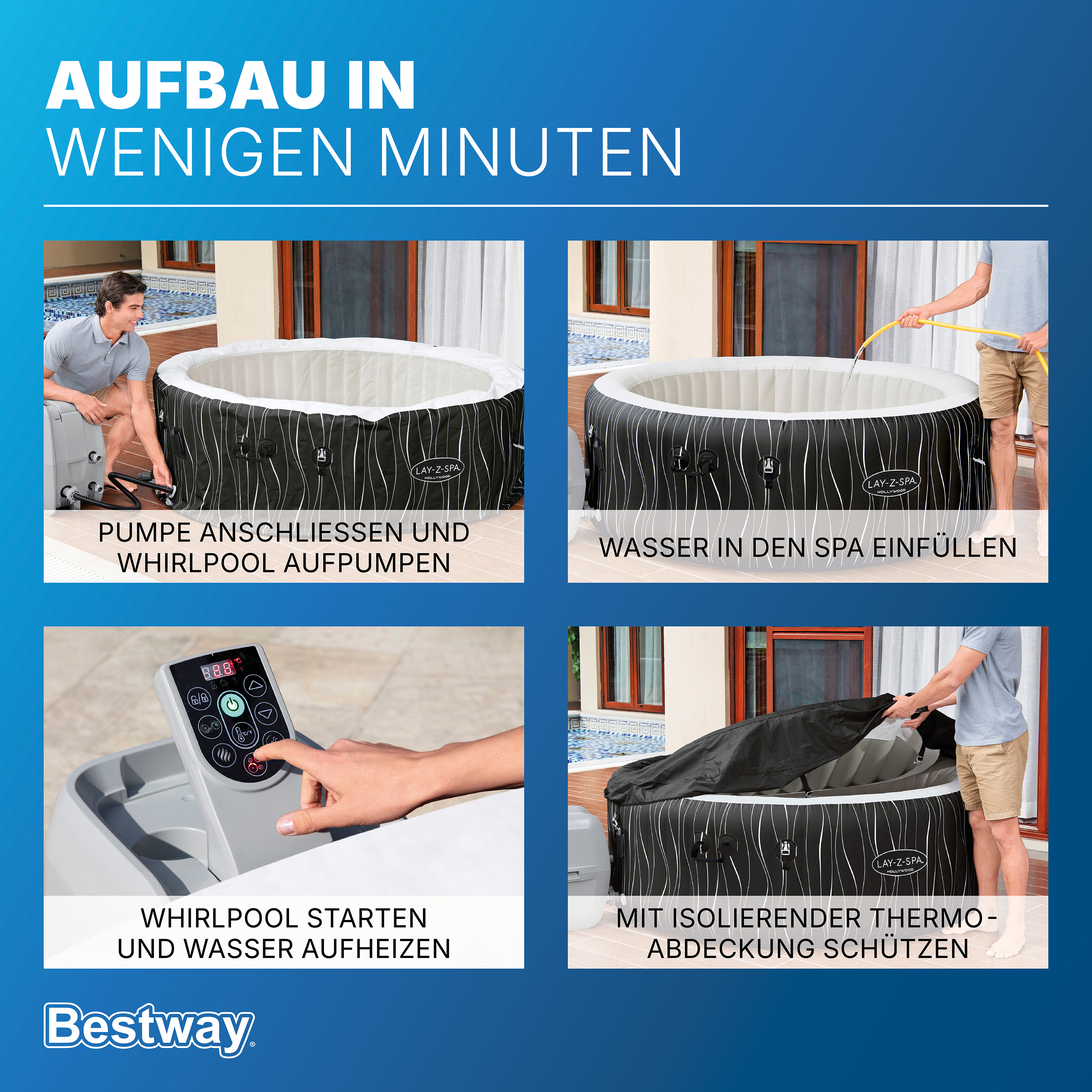 LAY-Z-SPA® LED Whirlpool Hollywood AirJet™ Ø 196 x 66 cm, rund