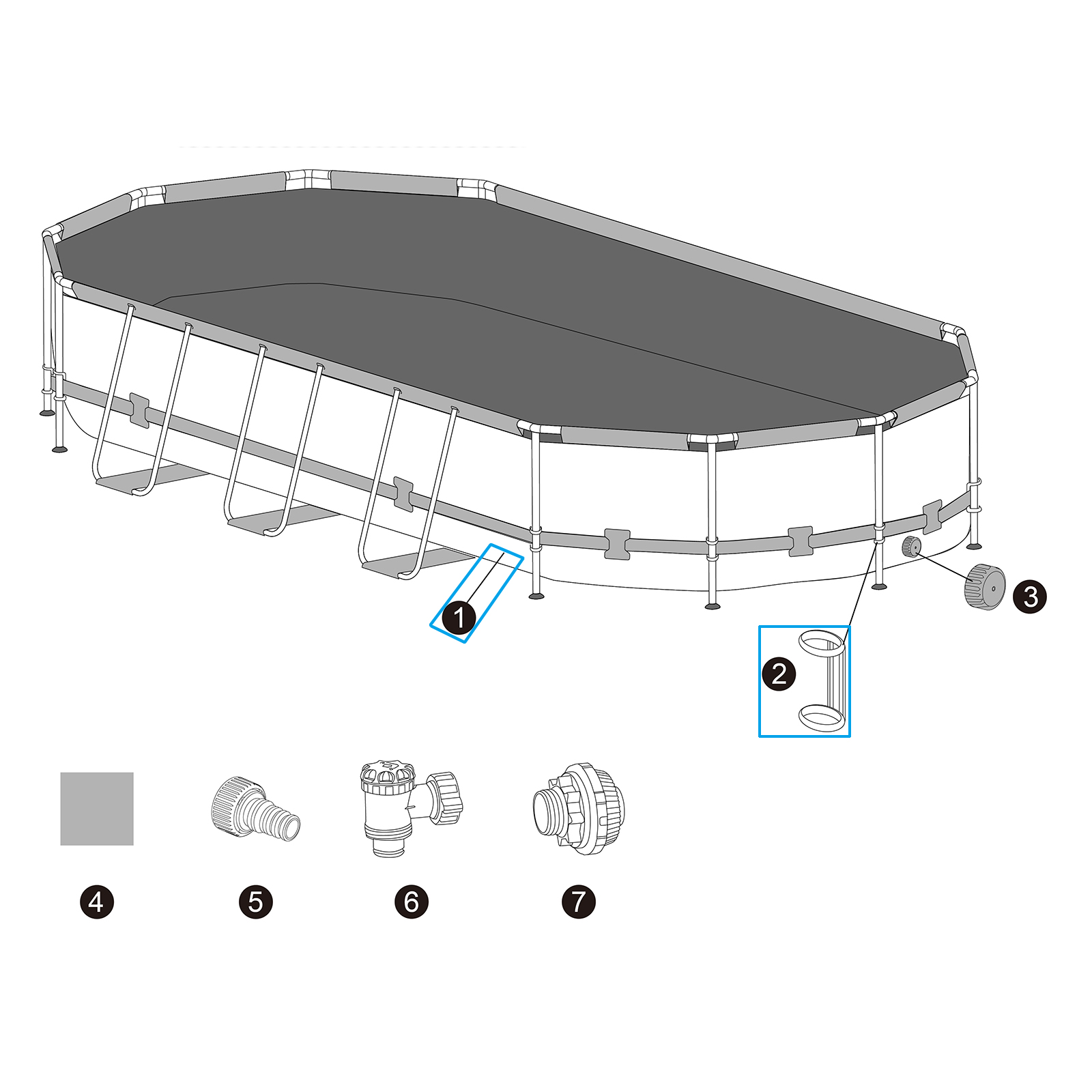 Ersatzteil Poolfolie für Steel Pro MAX 549x274x122cm, oval - inklusive Kunststoffring-Set