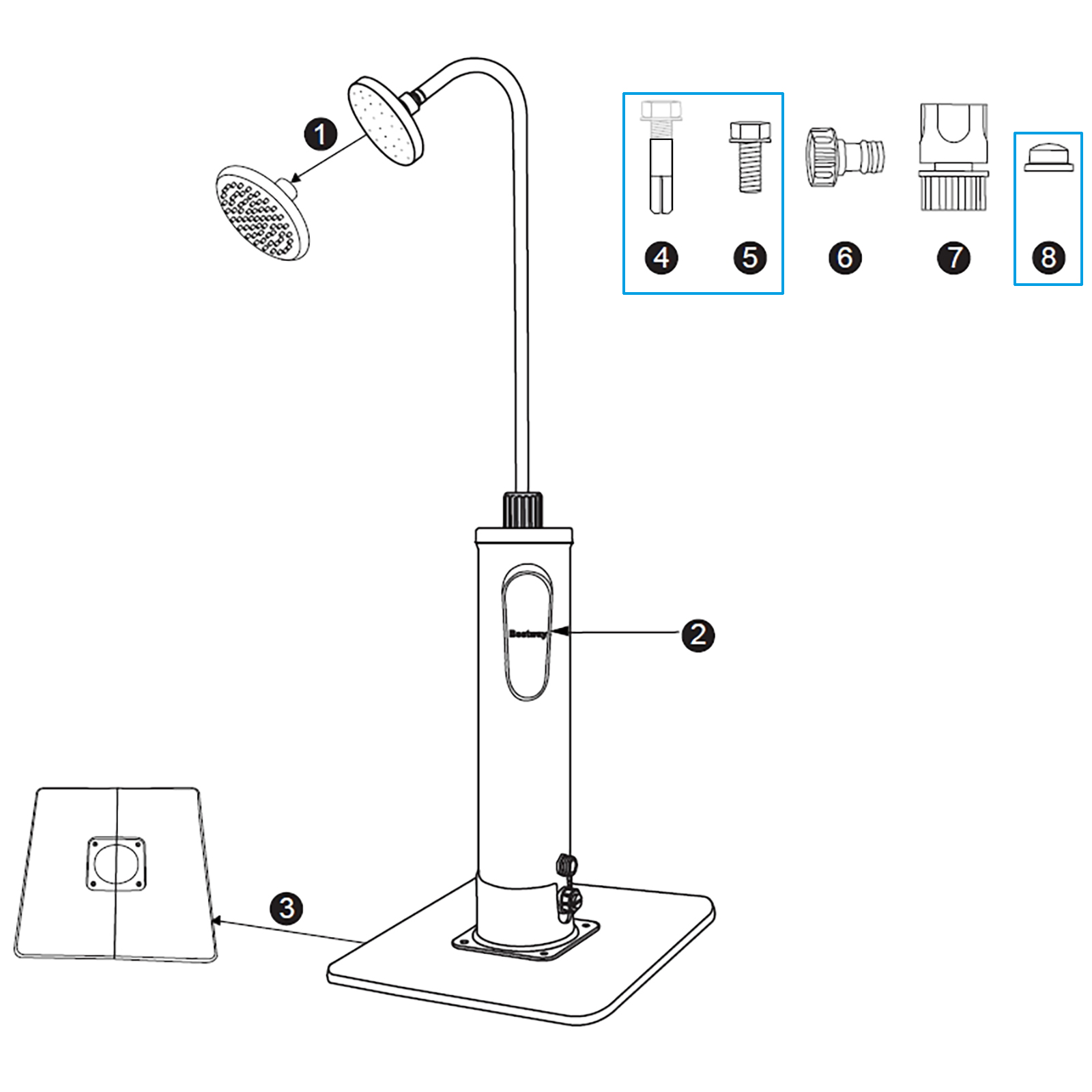 Bestway® Spare Part Screws set for all SolarFlow™ outdoor shower Bestway® Spare Part Screws set for all SolarFlow™ outdoor shower