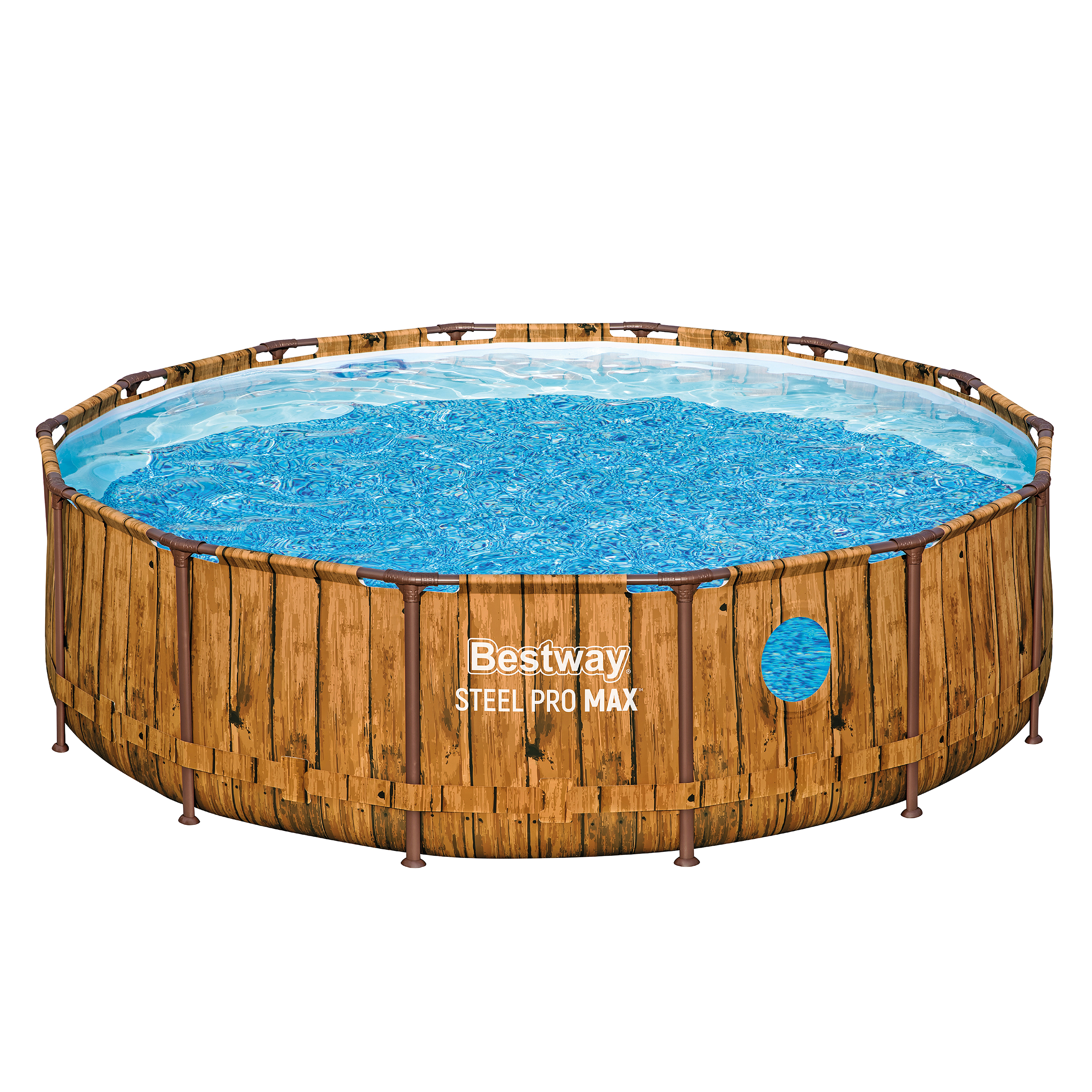 Steel Pro MAX™ Splashview™ Solo Pool ohne Zubehör Ø 427 x 107 cm, Holz-Optik (Pinie), rund