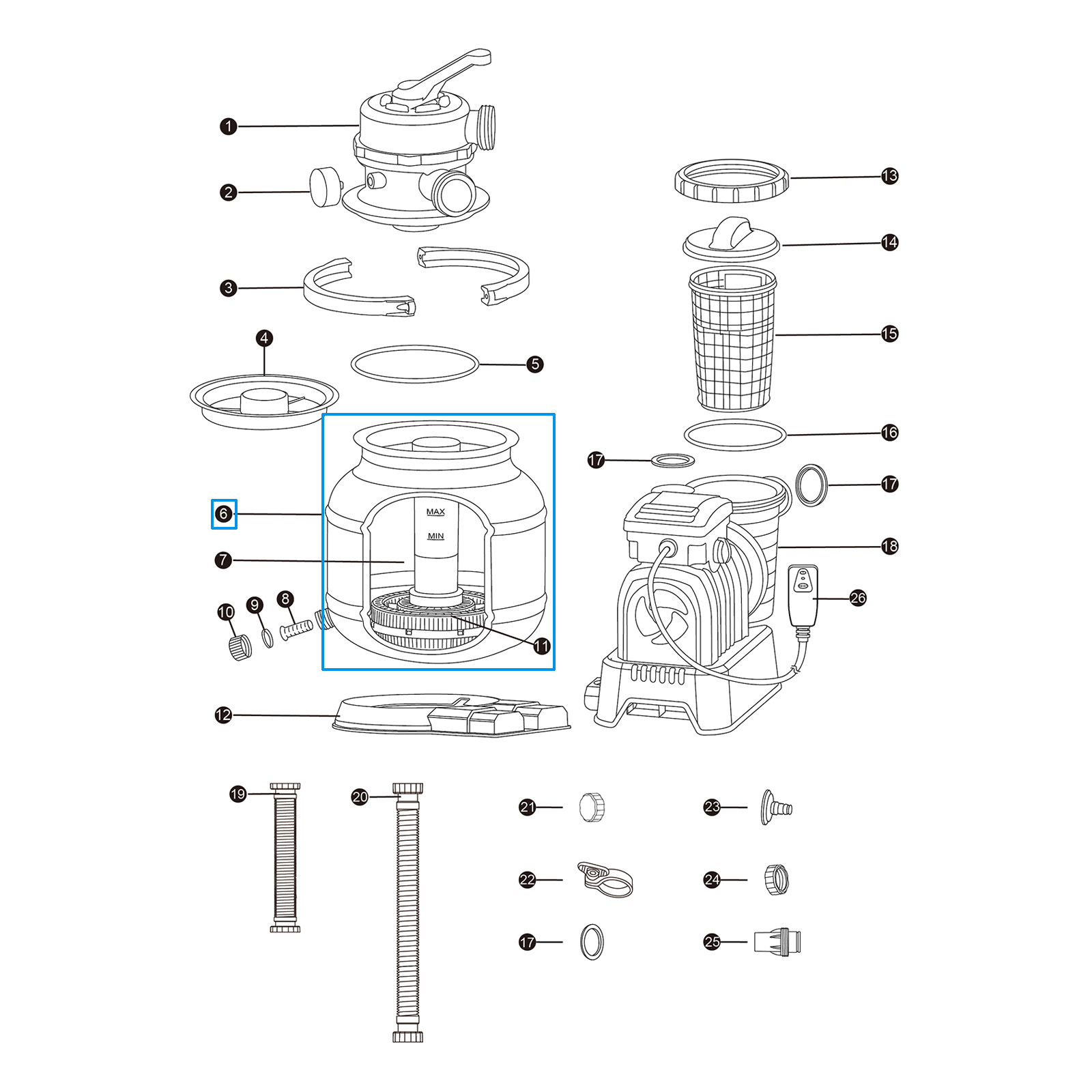 Bestway® Spare Part Tank (grey) for Bestway® sand filter unit 58499 (except GS)
