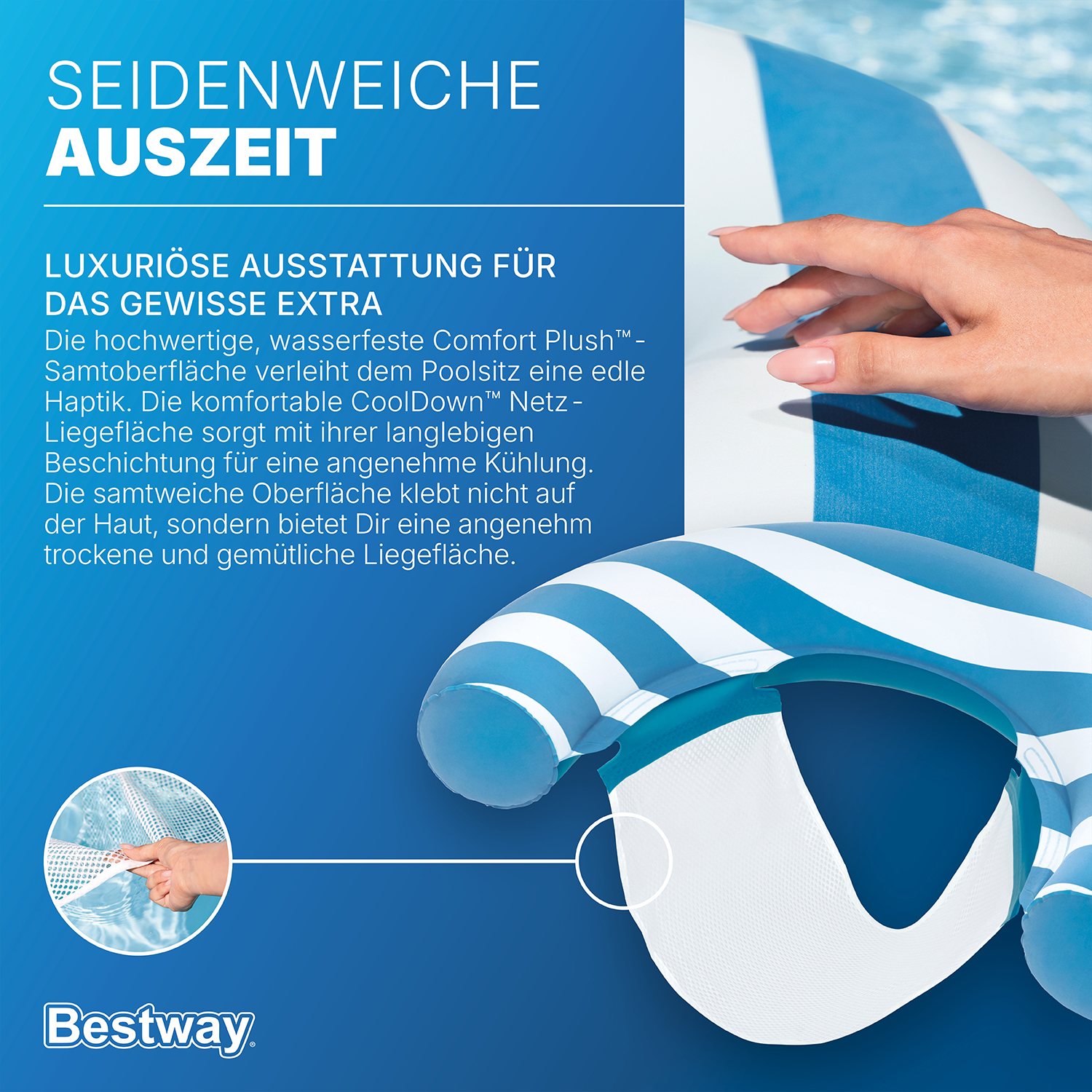 Poolsitz mit Samtoberfläche 103 x 70 x 21,5 cm