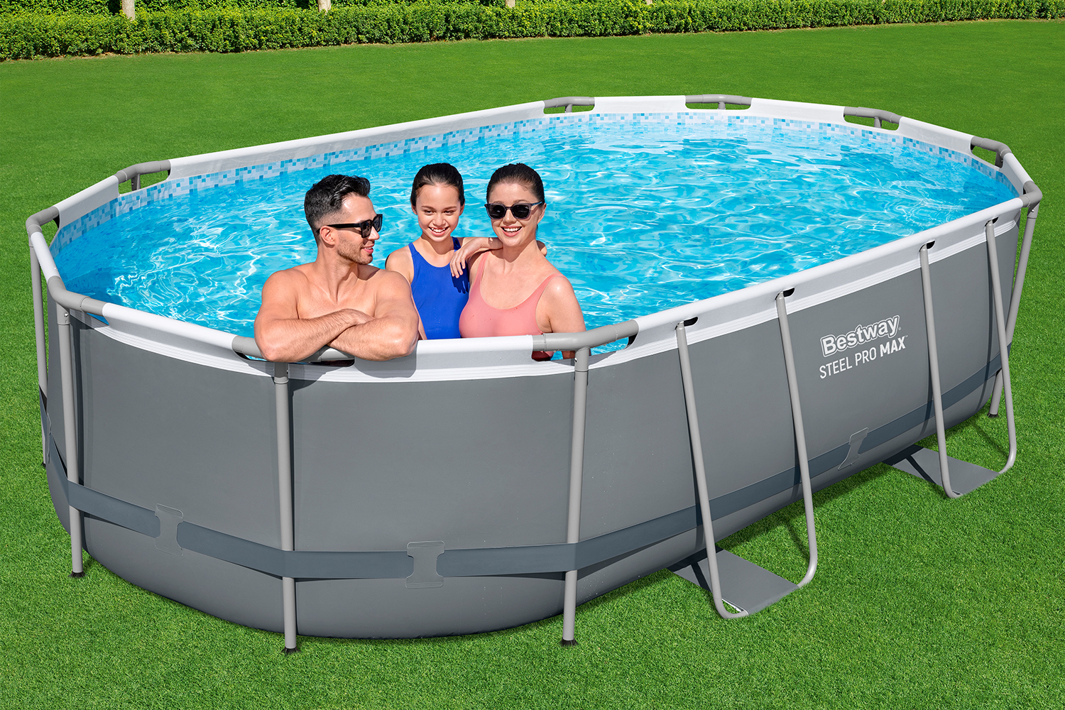 Steel Pro MAX™ Frame Pool Komplett-Set mit Filterpumpe 488 x 305 x 107 cm, grau, oval