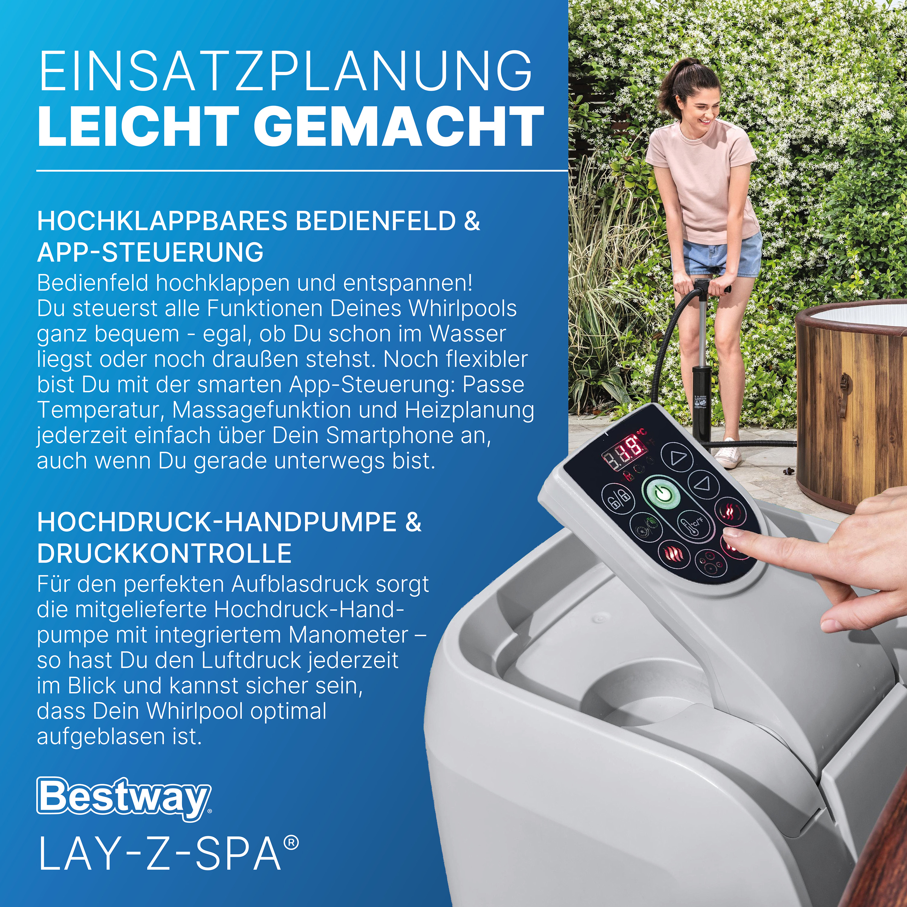 LAY-Z-SPA® WLAN Whirlpool Helsinki AirJet Plus™ Ø 180 x 66 cm, rund