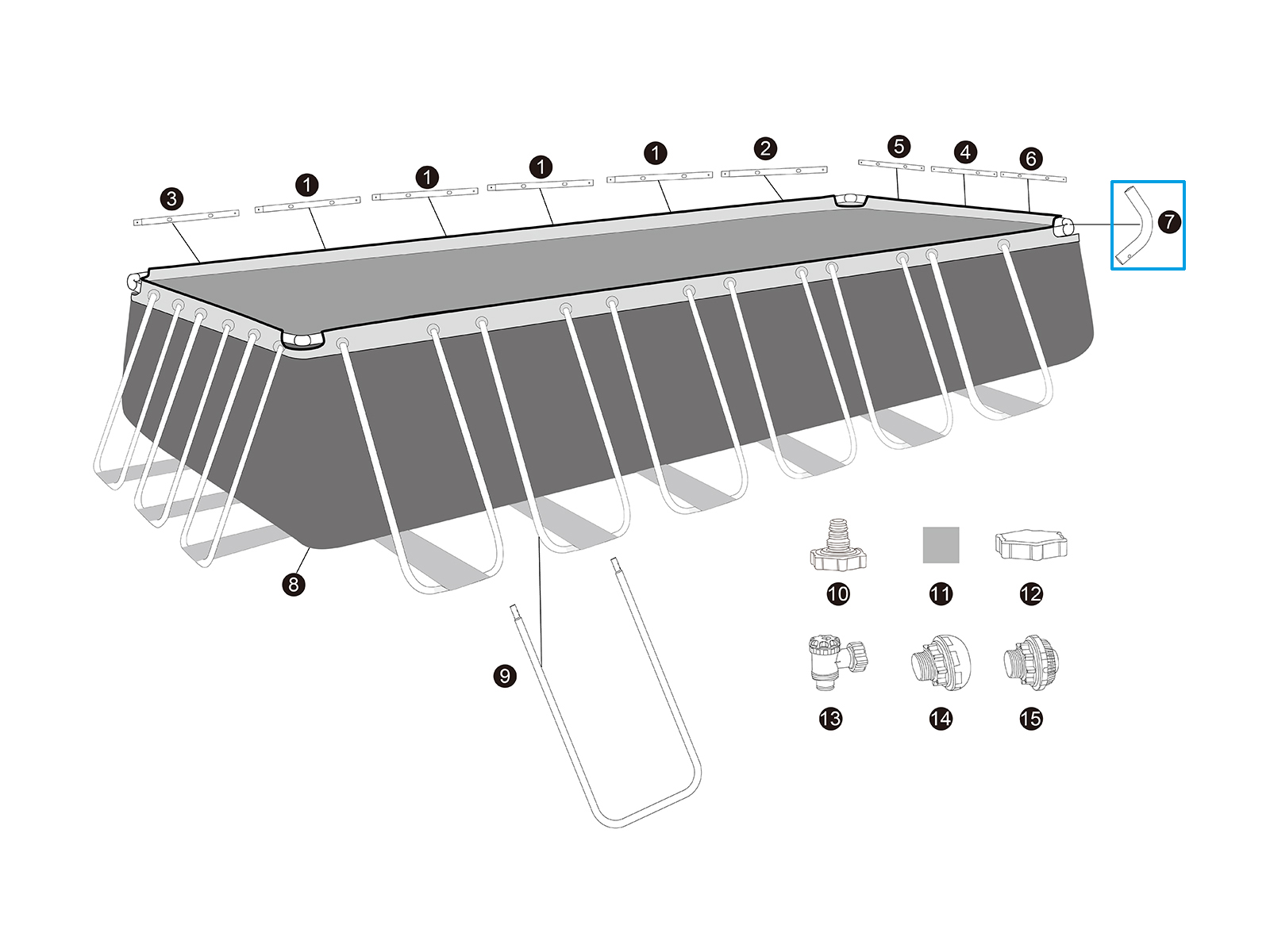 Bestway® Spare Part C-connerctor (galvanised) for Bestway® APX 365™ pools (561KA / 561KG / 561KJ), angular
