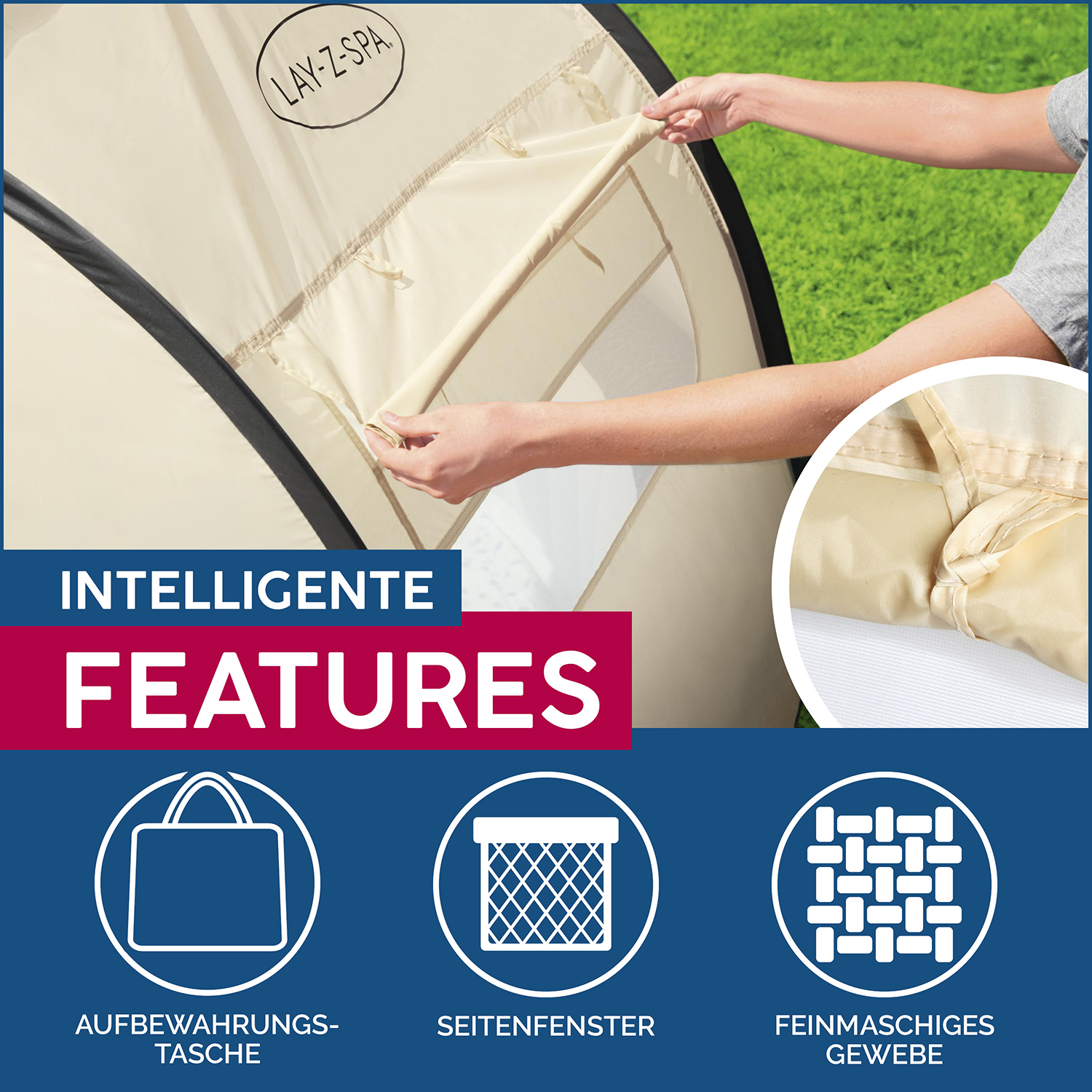 LAY-Z-SPA® Xtras Sonnenschutzdach 183 x 94 x109 cm