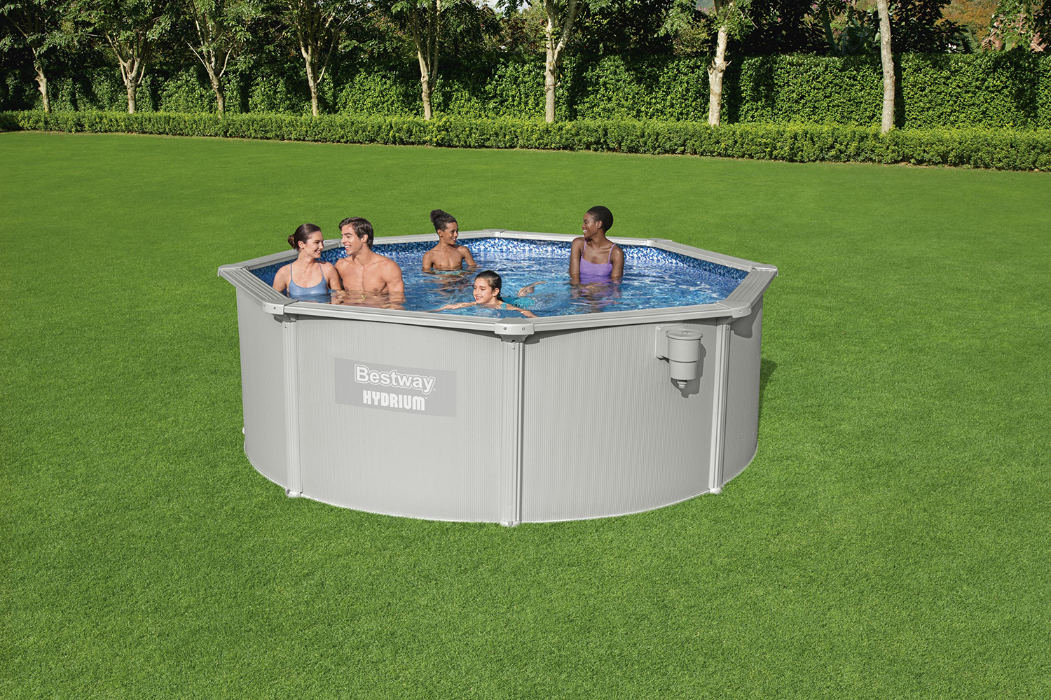 Hydrium™ Stahlwandpool Komplett-Set mit Sandfilteranlage Ø 360 x 120 cm , granitgrau, rund