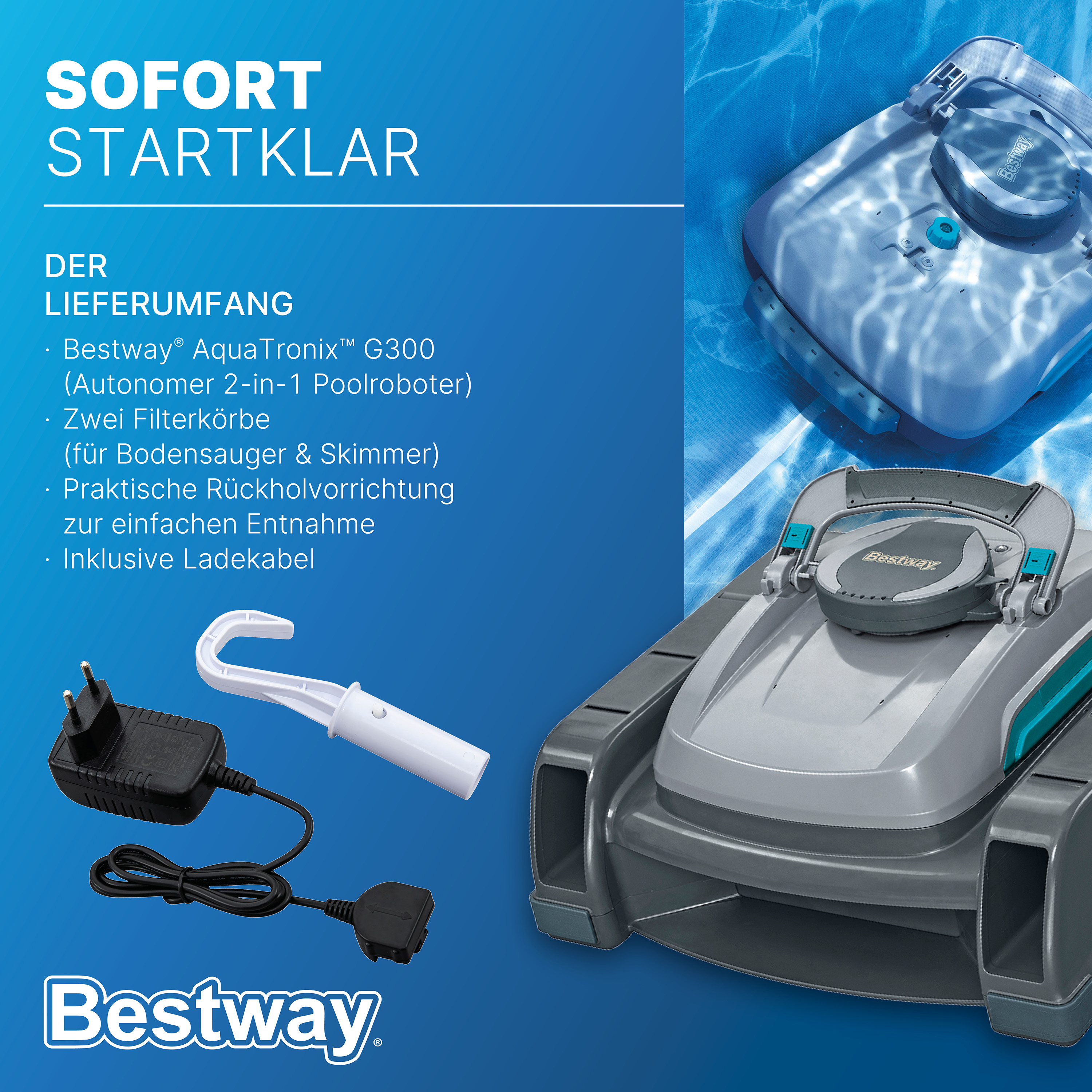 Autonomer 2 in 1 Poolroboter AquaTronix™ G300 mit Oberflächenskimmer