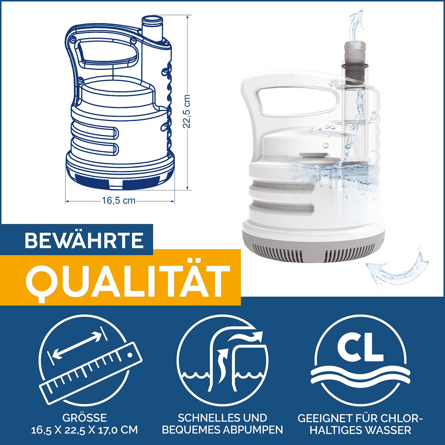 Chlorresistente  Tauchpumpe, 80 W Chlorresistente  Tauchpumpe, 80 W