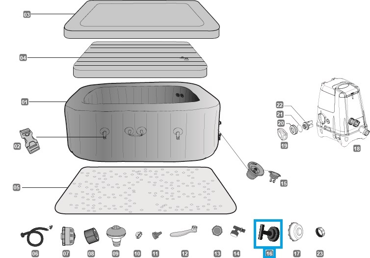 Bestway® Spare Part Wrench for LAY-Z-SPA® Hawaii HydroJet Pro™/PalmSprings HydroJet™ whirlpools
