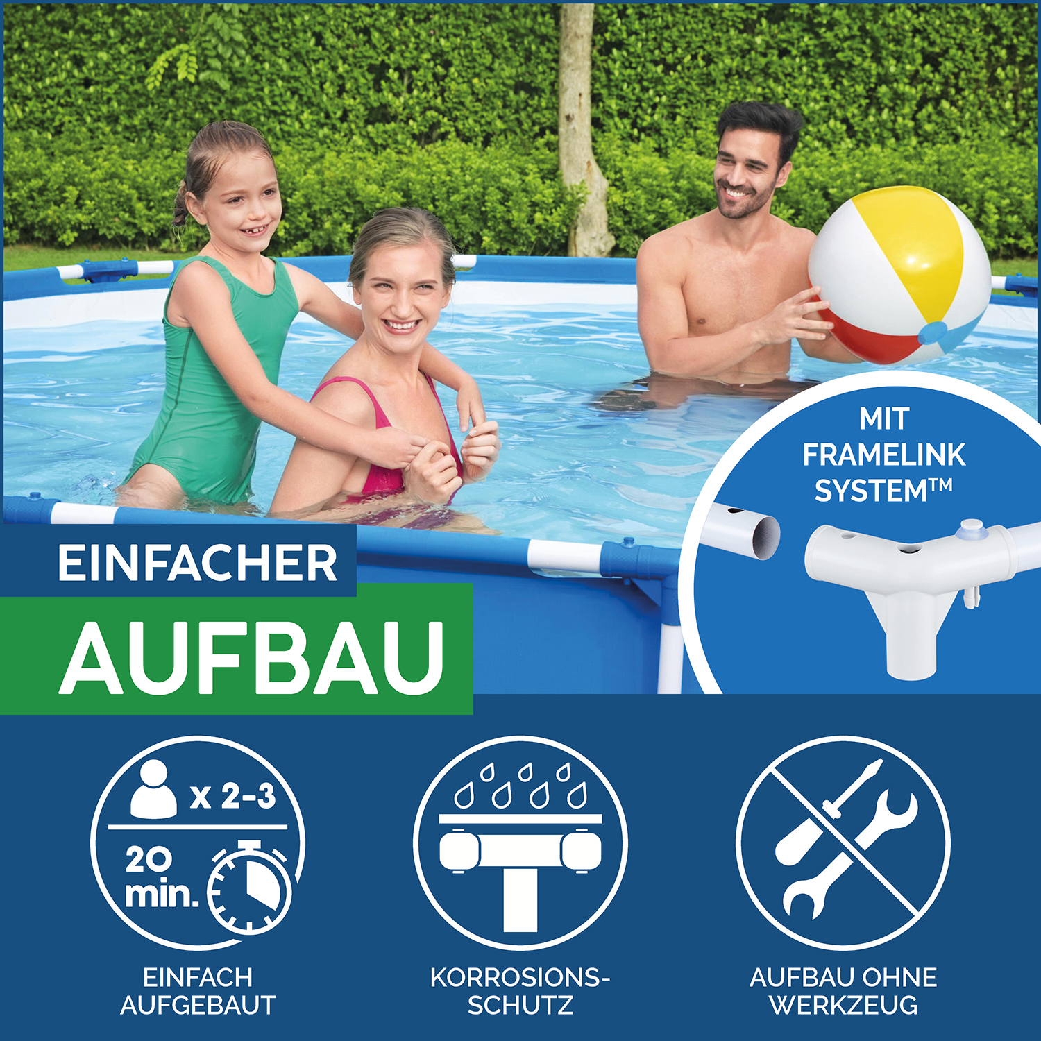 Steel Pro™ Frame Pool-Set mit Filterpumpe Ø 396 x 84 cm, blau, rund