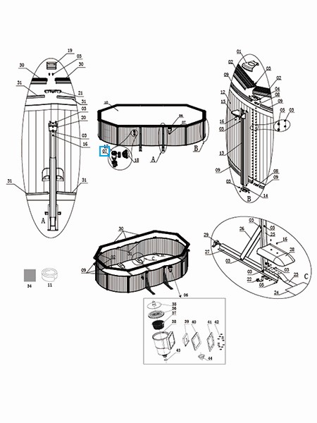 Bestway® Spare Part Hose adaptor (grey) for Hydrium™ steel wall pools
