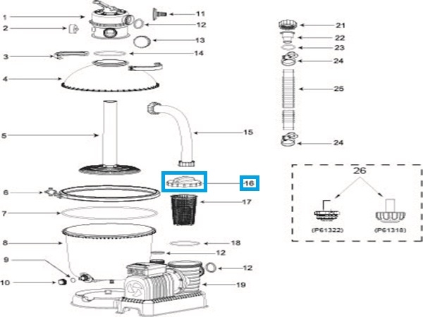 Bestway® Spare Part Strainer cover for Flowclear™ sandfilter units (exept 2.006 / 3.028 l/h)
