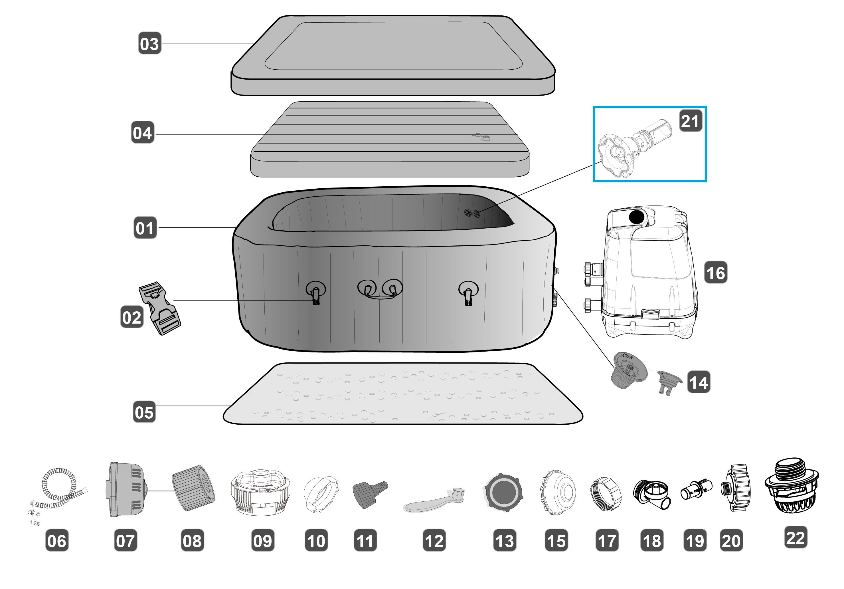 Bestway® Spare Part Nozzles set (4 pieces) for HydroJet Pro™ SPAs & Power Steel™ ComfortJet™ pools