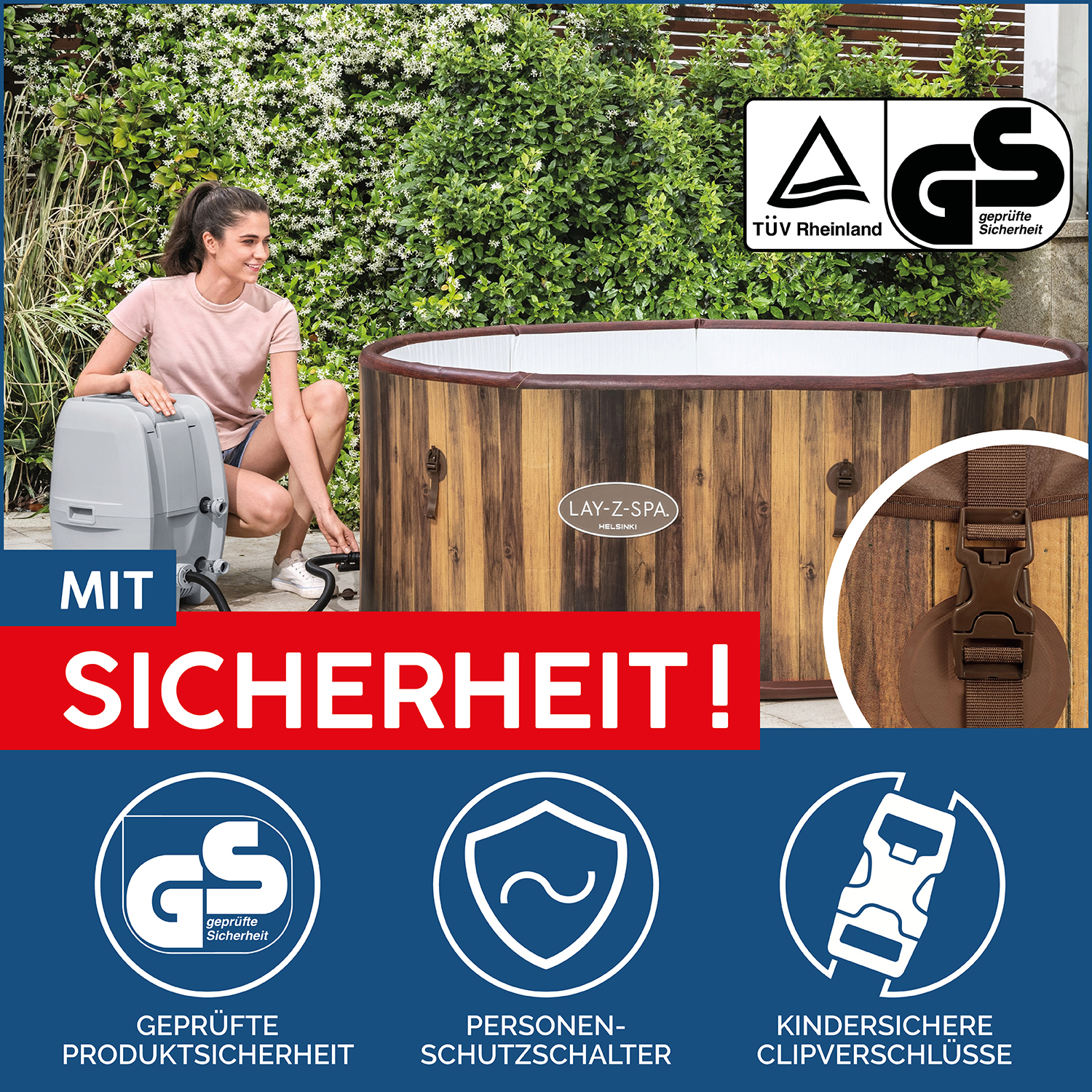 LAY-Z-SPA® WLAN Whirlpool Helsinki AirJet Plus™ Ø 180 x 66 cm, rund