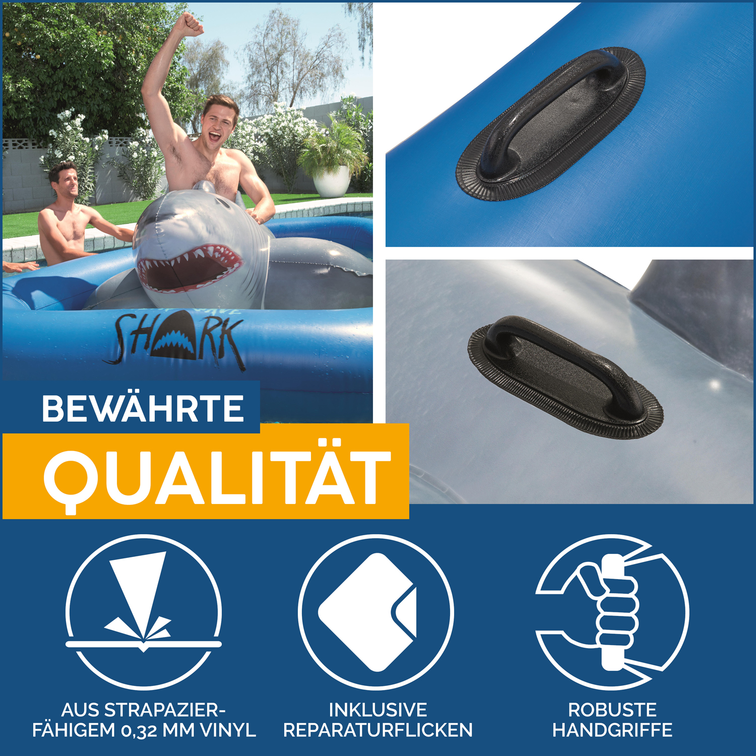 Bestway® 10'2"x 7'/3.10m x 2.13m Tidal Wave Shark Ride