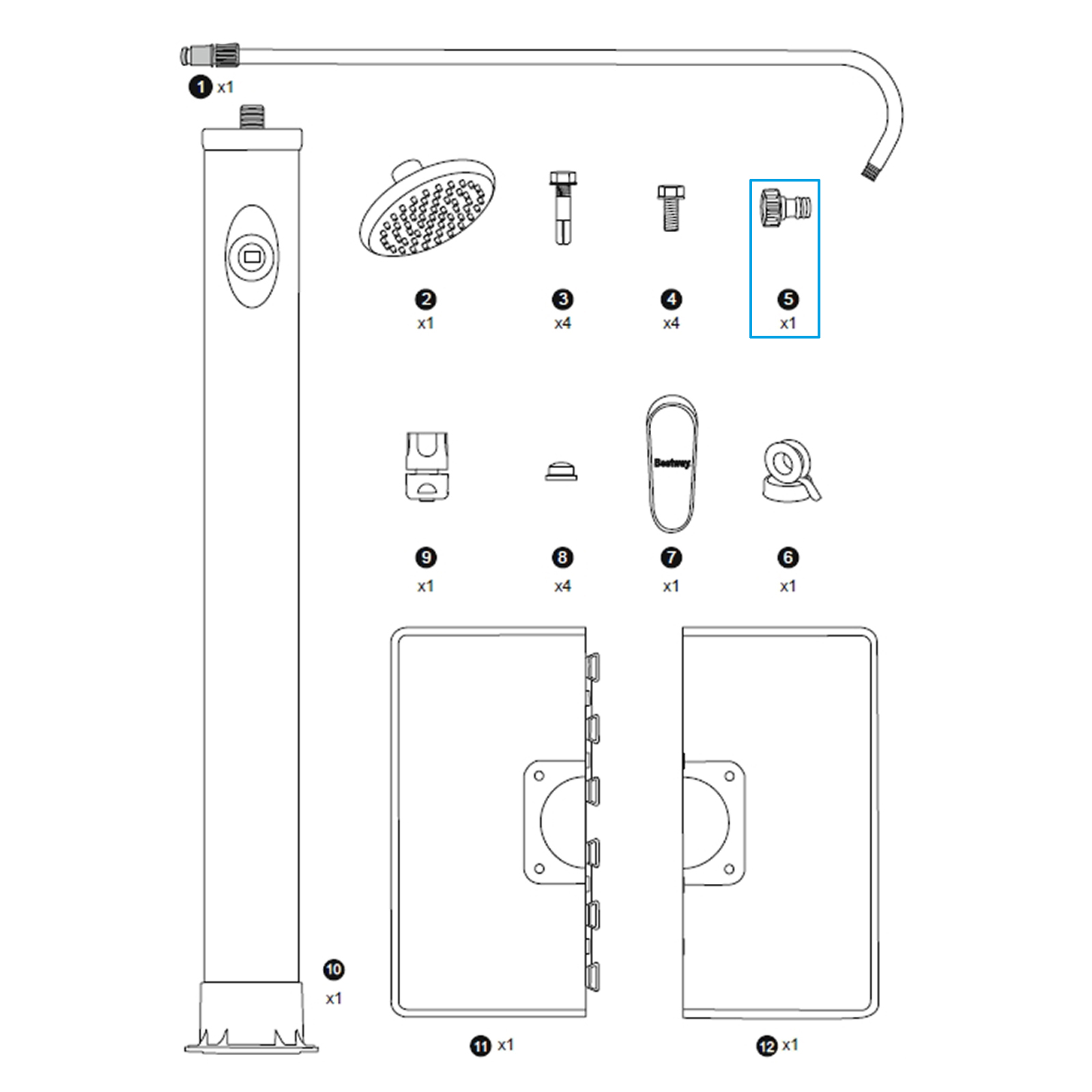 Bestway® Spare Part Hose connectors (set) for Solar Flow Outdoor Shower