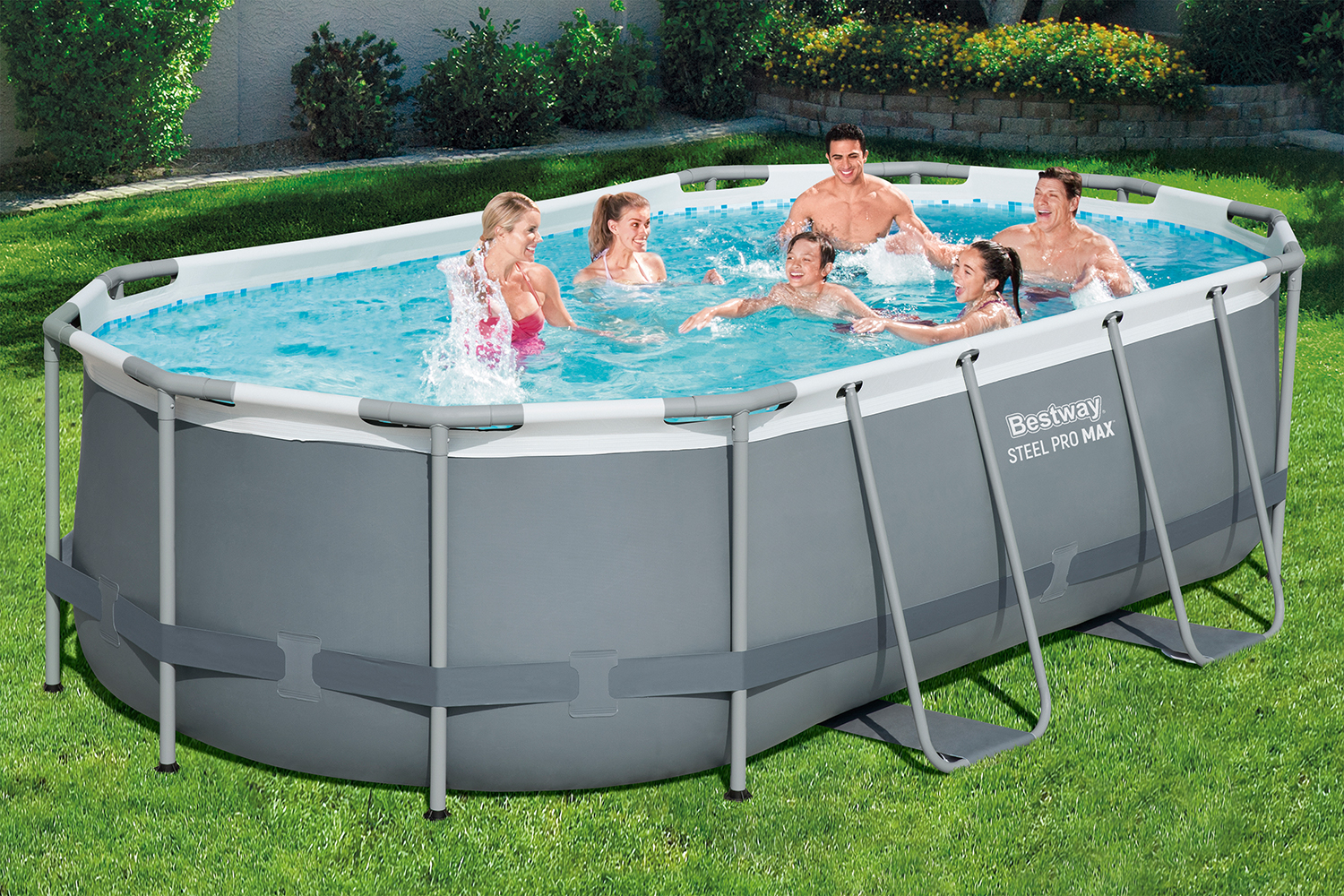 Steel Pro MAX™ Frame Pool Set mit Filterpumpe 427 x 250 x 100 cm , grau, oval