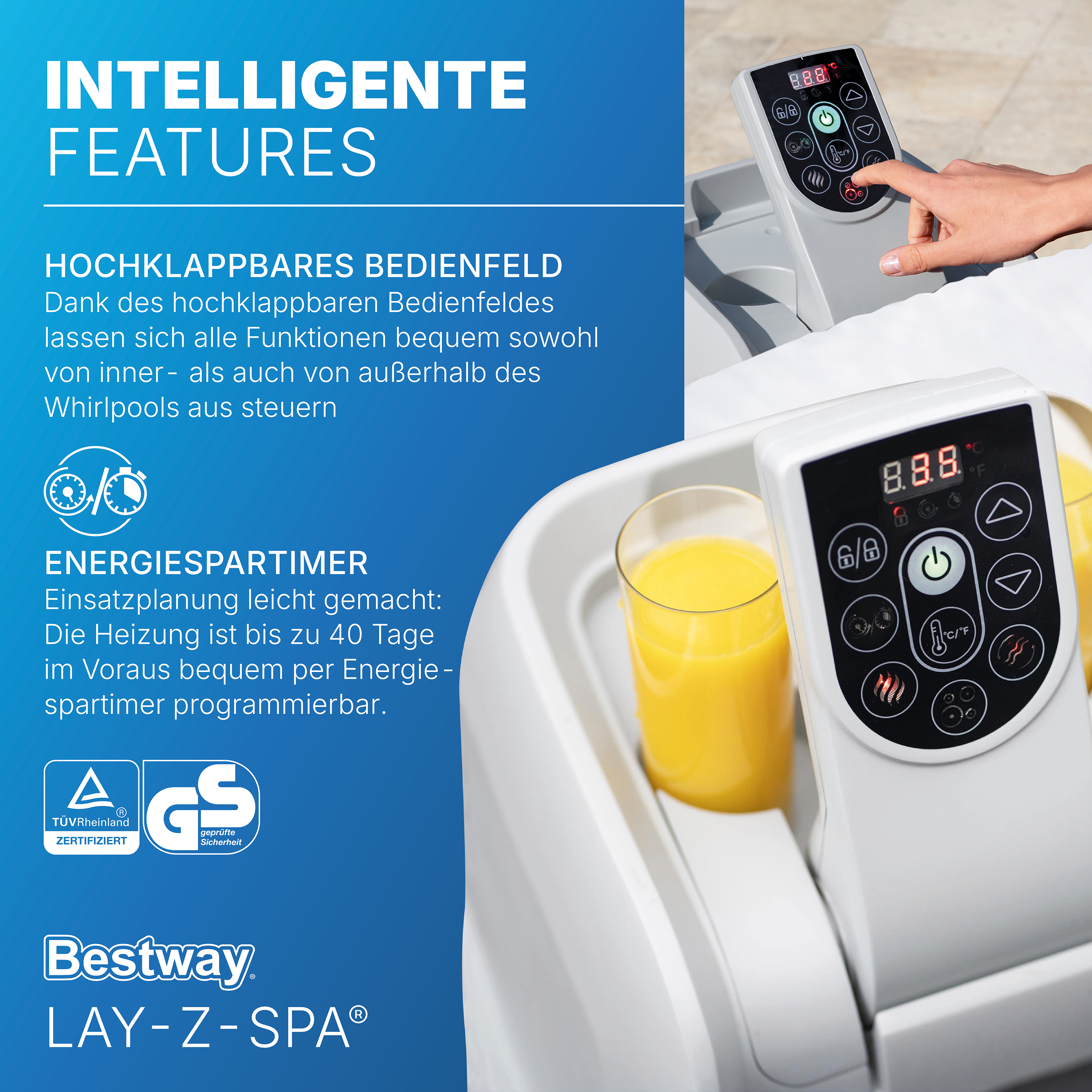 Bestway® LAY-Z-SPA® Whirlpool - Set Cancun AirJet™ mit Getränkehaltern & Kissen Ø 180 x 66 cm