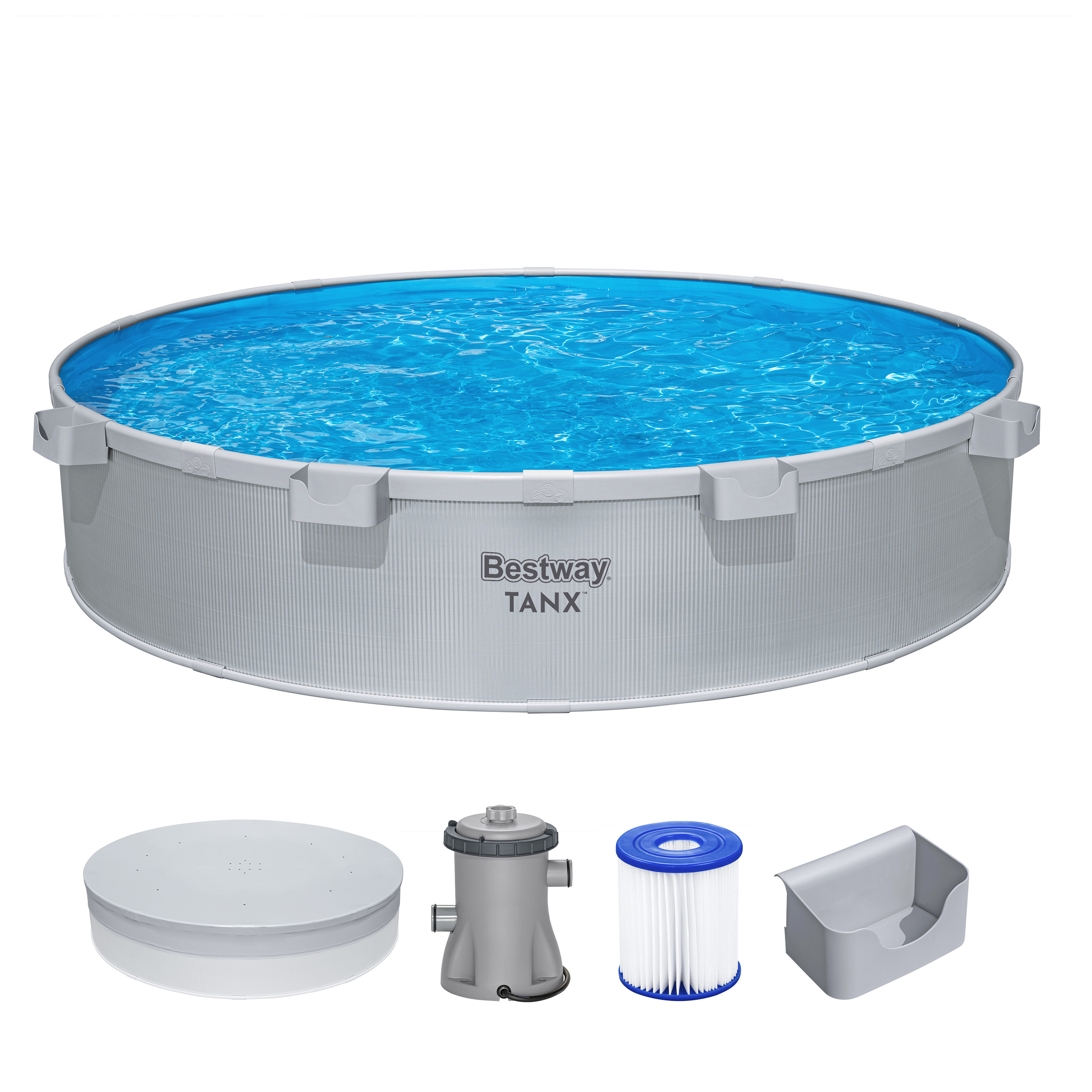 Tanx™ Stahlwandpool Set mit Filterpumpe Ø 305 x 61 cm, grau, rund
