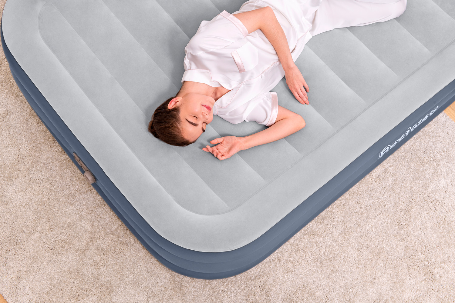 TriTech™ Doppelluftbett SleekFlow™ mit Kopfteil & integrierter Elektropumpe 226 x 152 x 84 cm