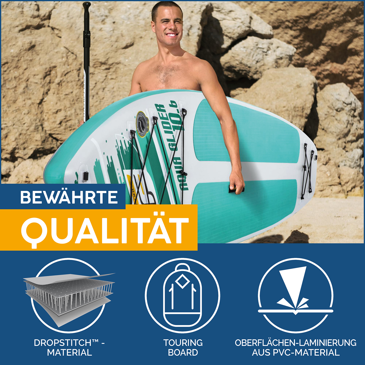 Hydro-Force™ SUP Touring Board-Set Aqua Glider™ 322 x 79 x 12 cm