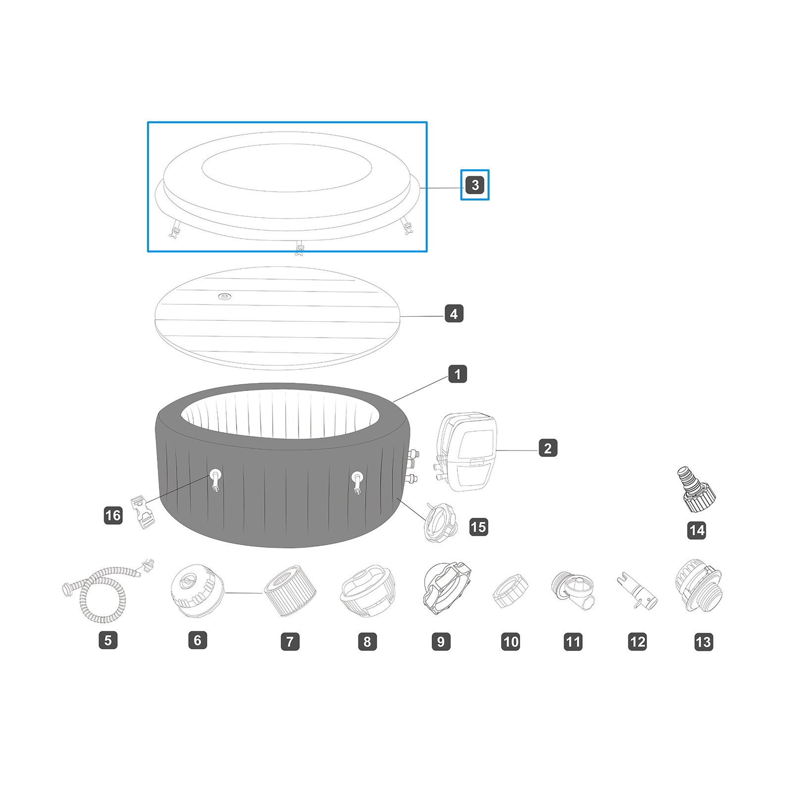 Bestway® Ersatzteil Kunstleder-Abdeckung (grün) für LAY-Z-SPA® Miami AirJet™ Energiespar-Whirlpool Ø 196 cm