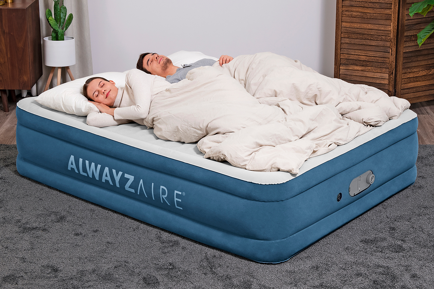 AlwayzAire® Doppelluftbett mit integrierter Doppelpumpe 203 x 152 x 46 cm