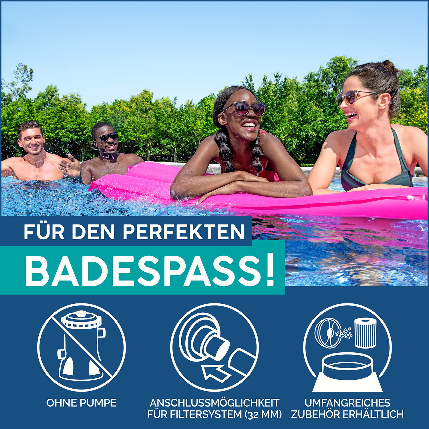 Power Steel™ Swim Vista Series™ Solo Pool ohne Zubehör 488 x 305 x 107 cm, Steinwand-Optik (Cremegrau), oval