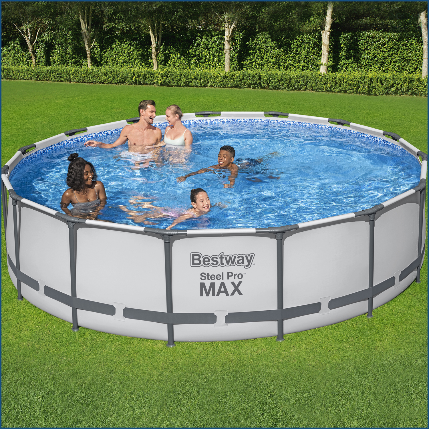 Steel Pro MAX™ Frame Pool Komplett-Set mit Filterpumpe Ø 457 x 107 cm, lichtgrau, rund