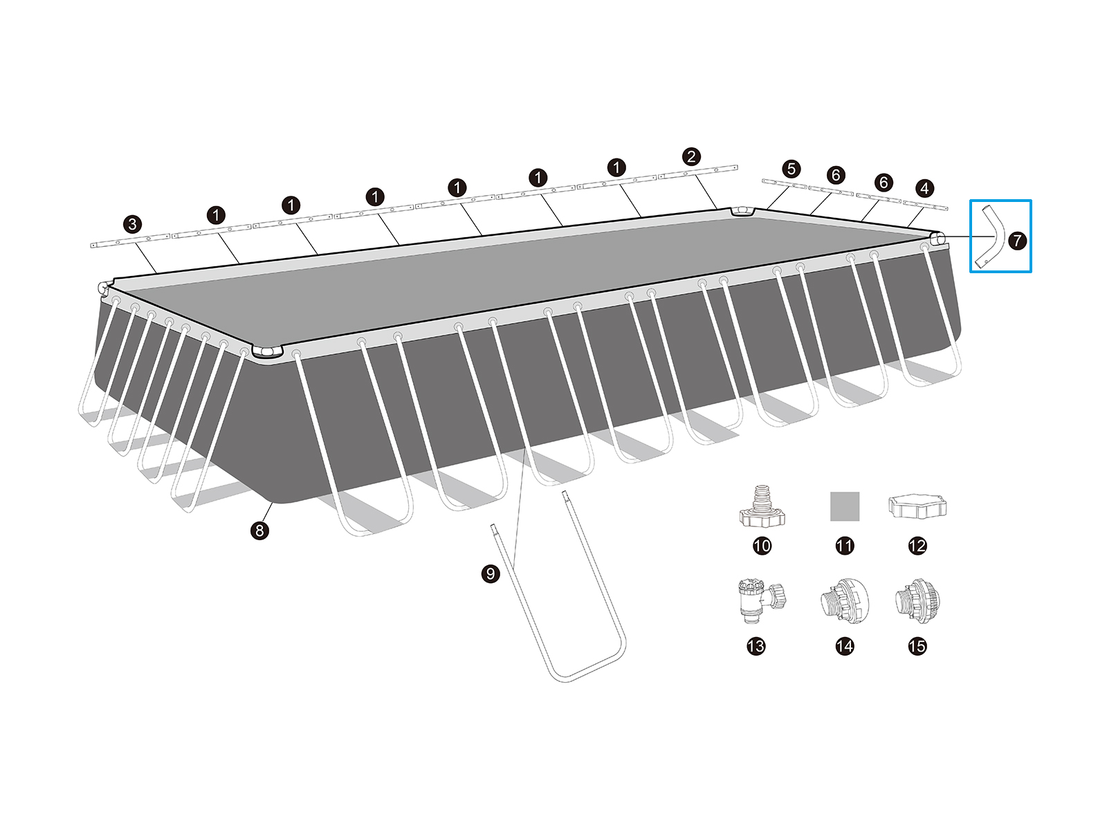 Bestway® Spare Part C-connerctor (galvanised) for Bestway® APX 365™ pools (561KA / 561KG / 561KJ), angular