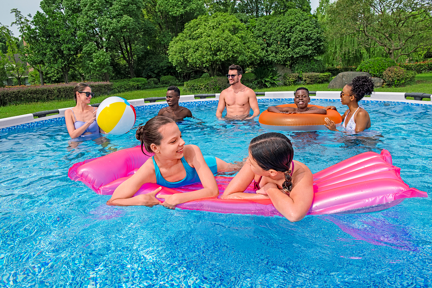 Steel Pro MAX™ Frame Pool Set mit Filterpumpe Ø 366 x 76 cm, lichtgrau, rund Steel Pro MAX™ Frame Pool Set mit Filterpumpe Ø 366 x 76 cm, lichtgrau, rund