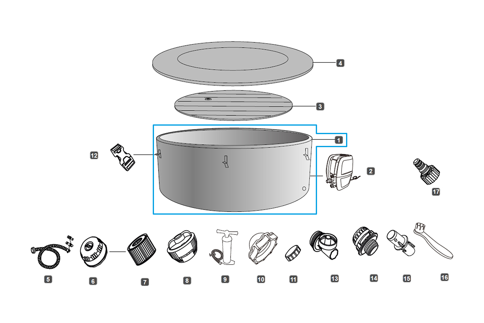 Bestway® Spare Part Liner stone optics (grey) for LAY-Z-SPA® Vancouver AirJet™ Whirlpool Ø 155x60 cm (2023)