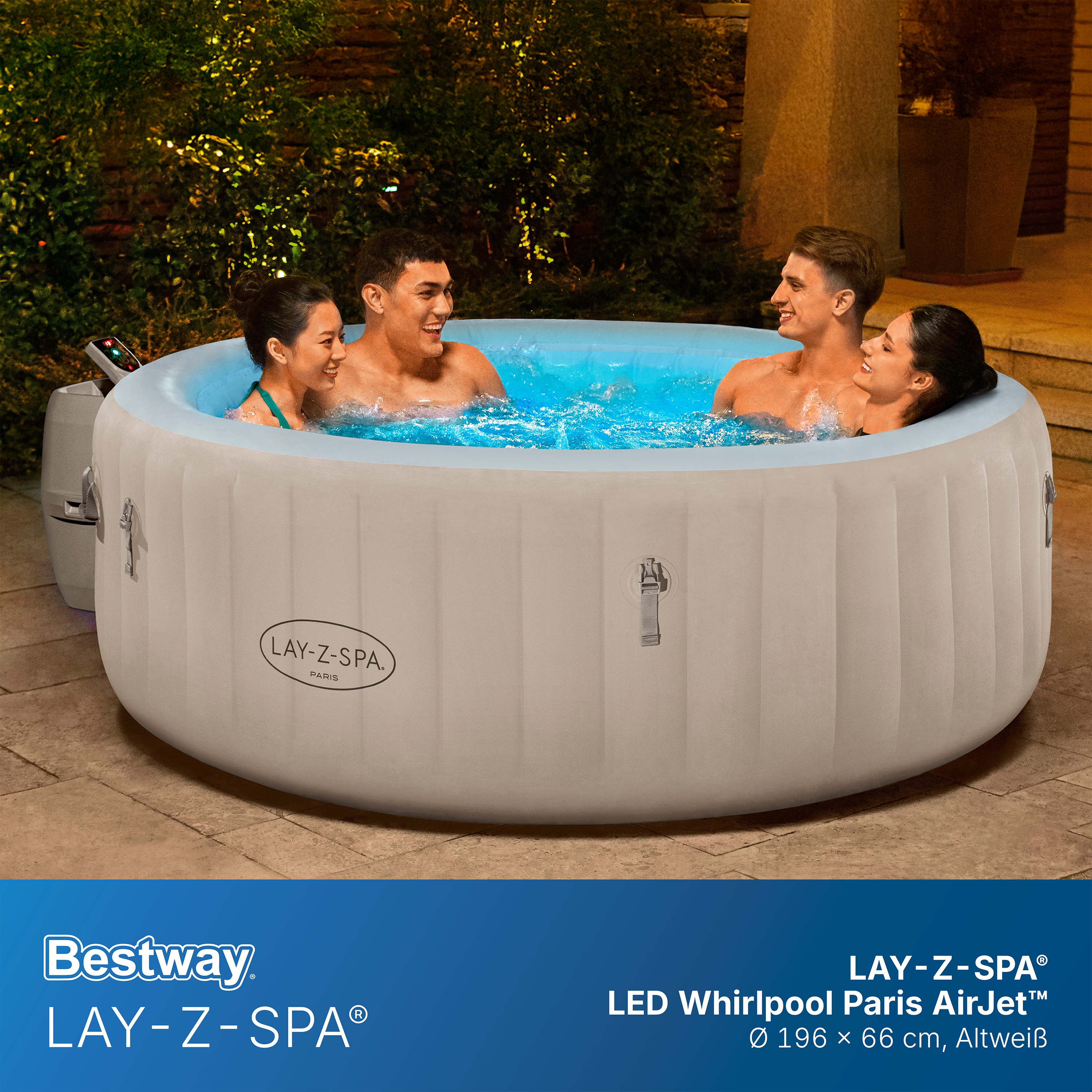 LAY-Z-SPA® LED Whirlpool Paris AirJet™ Ø 196 x 66 cm, rund