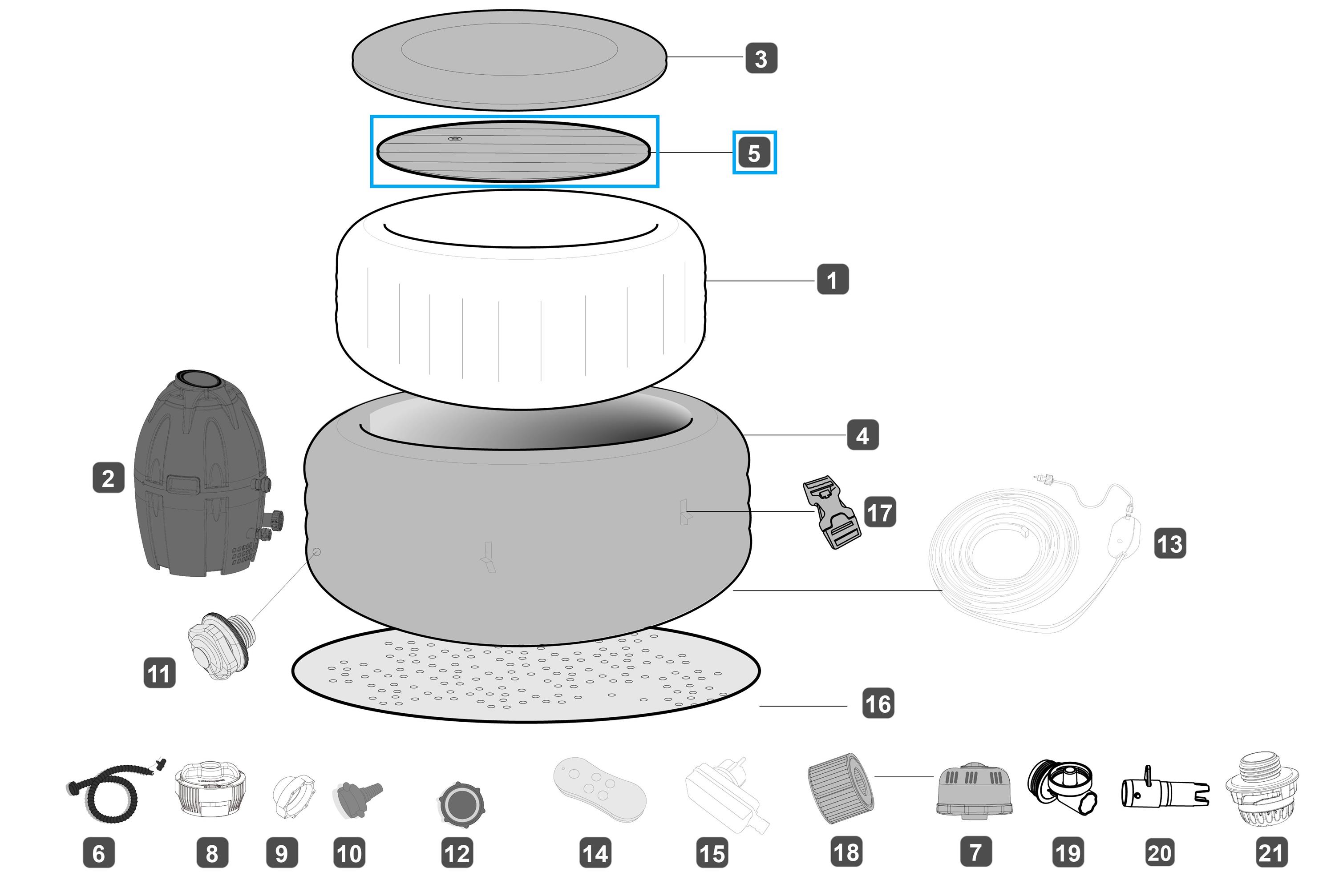 Bestway® Spare Part Lay-Z-Spa™ Paris Inflatable Cover 196cm x 66cm Bestway® Spare Part Lay-Z-Spa™ Paris Inflatable Cover 196cm x 66cm