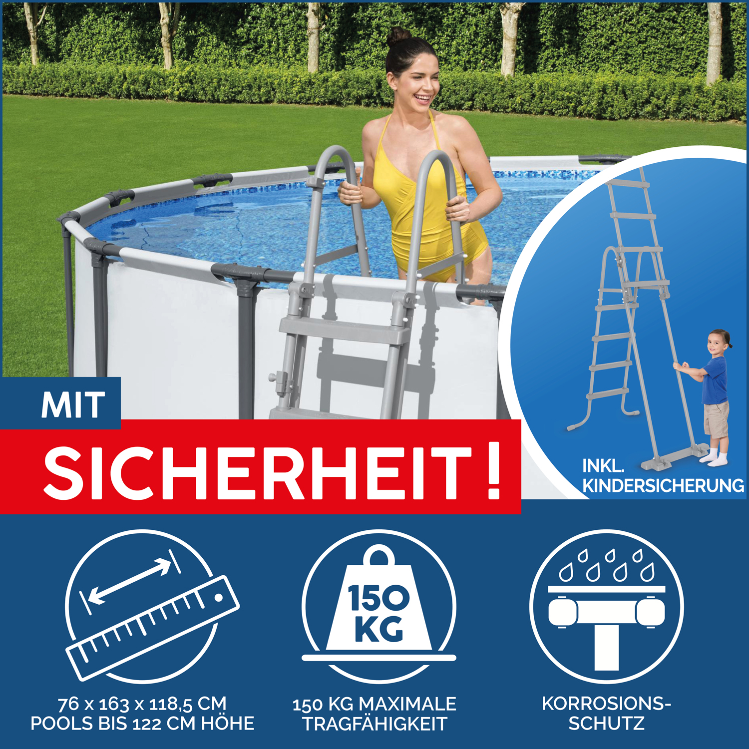 Steel Pro MAX™ Frame Pool Komplett-Set mit Filterpumpe Ø 396 x 122 cm, lichtgrau, rund