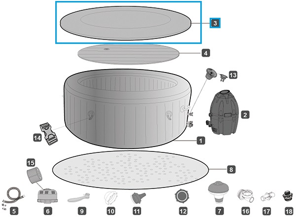 Bestway® Spare Part Lay-Z-Spa 85" x 28"/216cm x 71cm St.Moritz Top Leatheroid Cover Bestway® Spare Part Lay-Z-Spa 85" x 28"/216cm x 71cm St.Moritz Top Leatheroid Cover